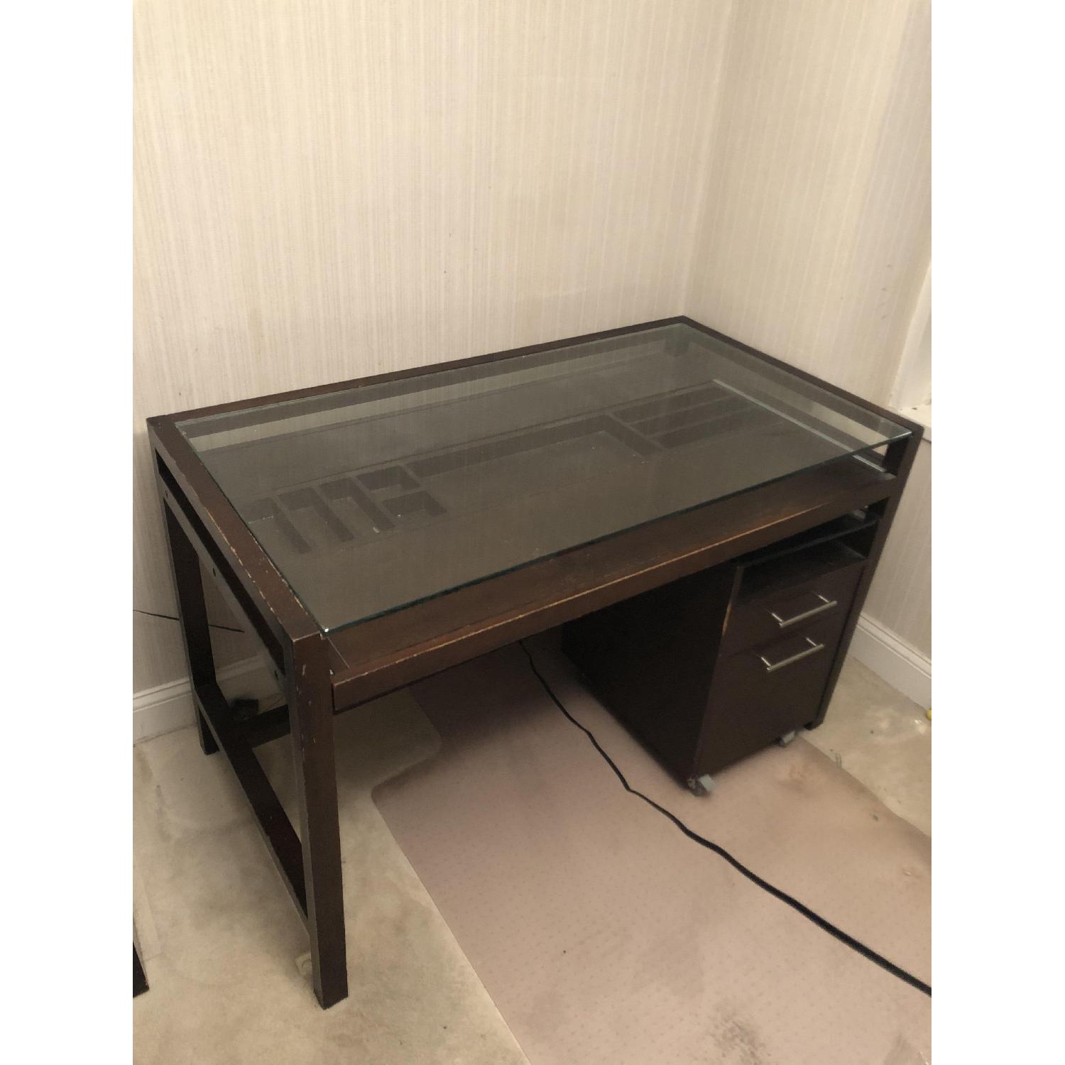 Crate & Barrel ガラス デスク Crate & Barrel ガラス デスク