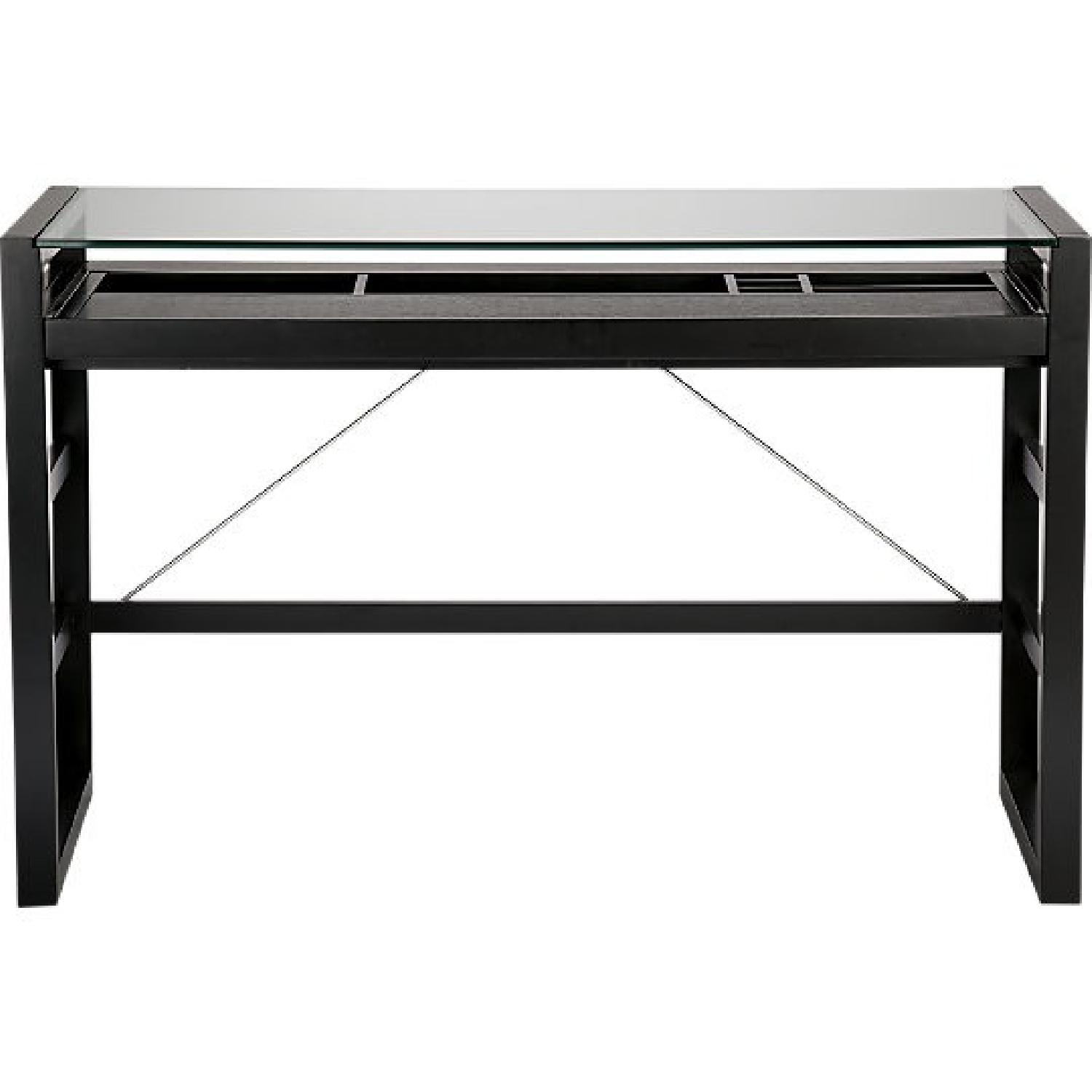 Crate & Barrel Glass Top Desk w/ Side Drawer/Cabinet - AptDeco