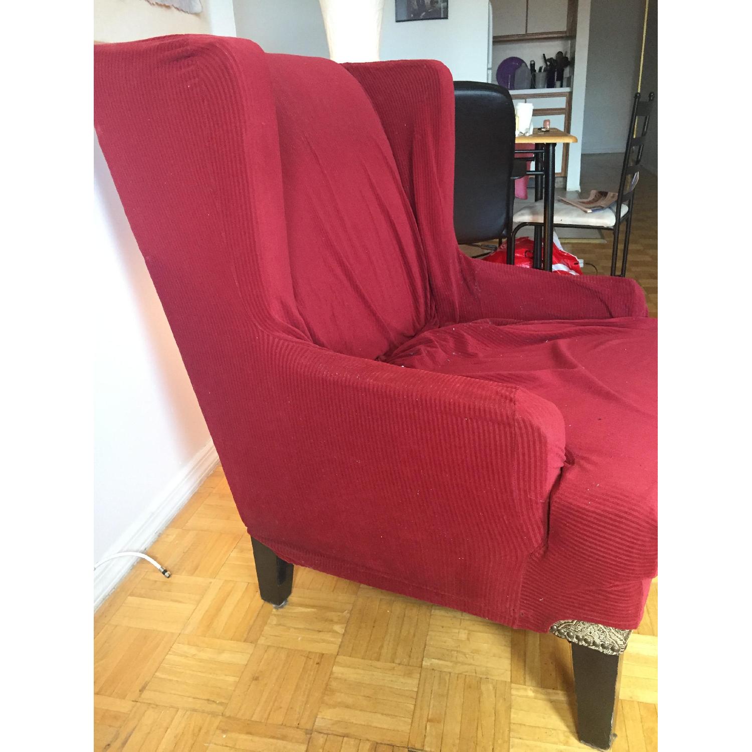 Armchair w/ Red Fabric Cover - image-3