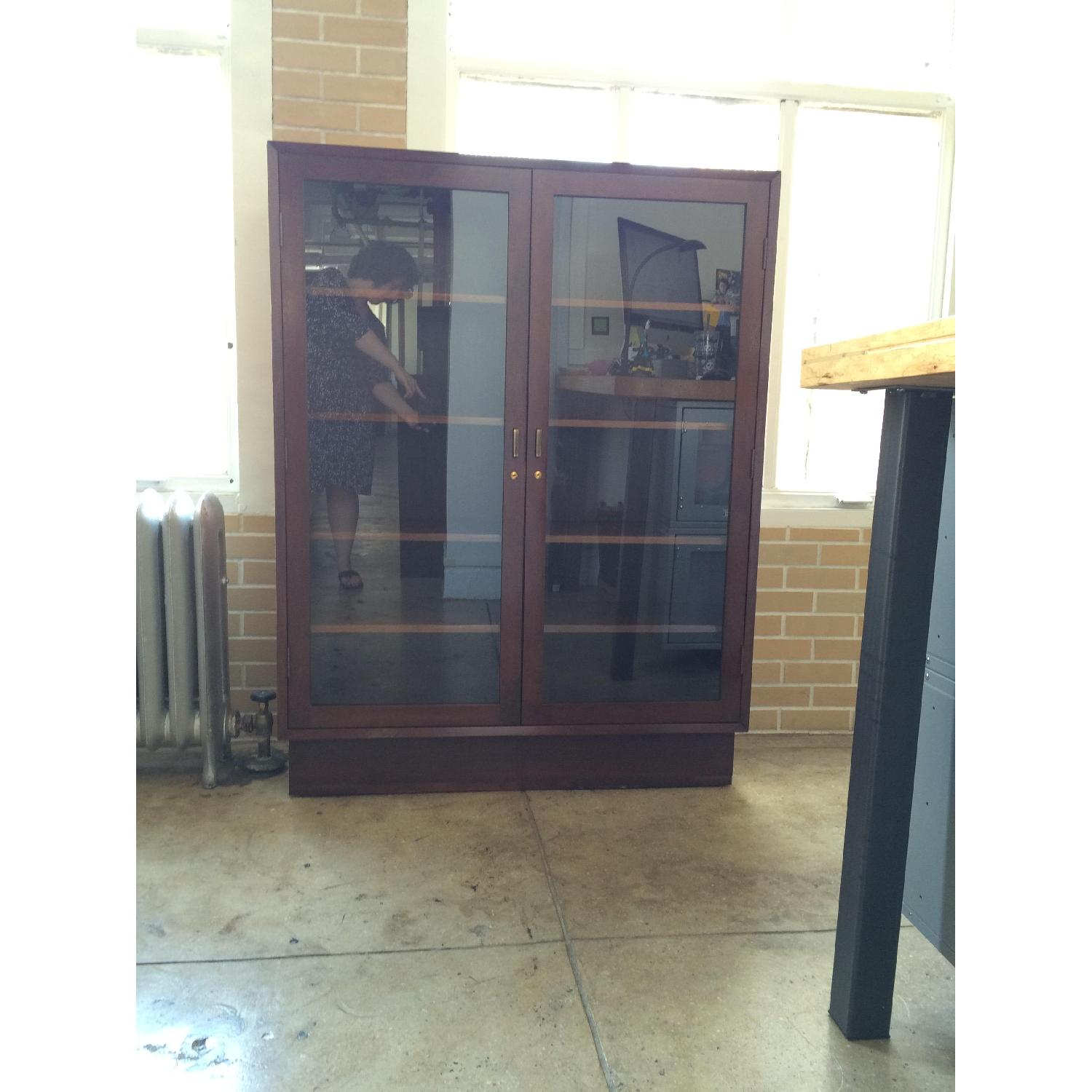 Wooden Bookcase w/ Glass Doors - image-1