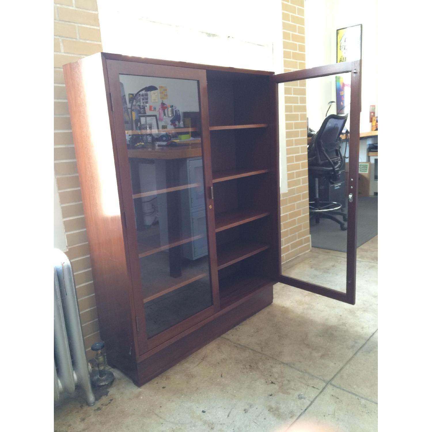 Wooden Bookcase w/ Glass Doors - image-8