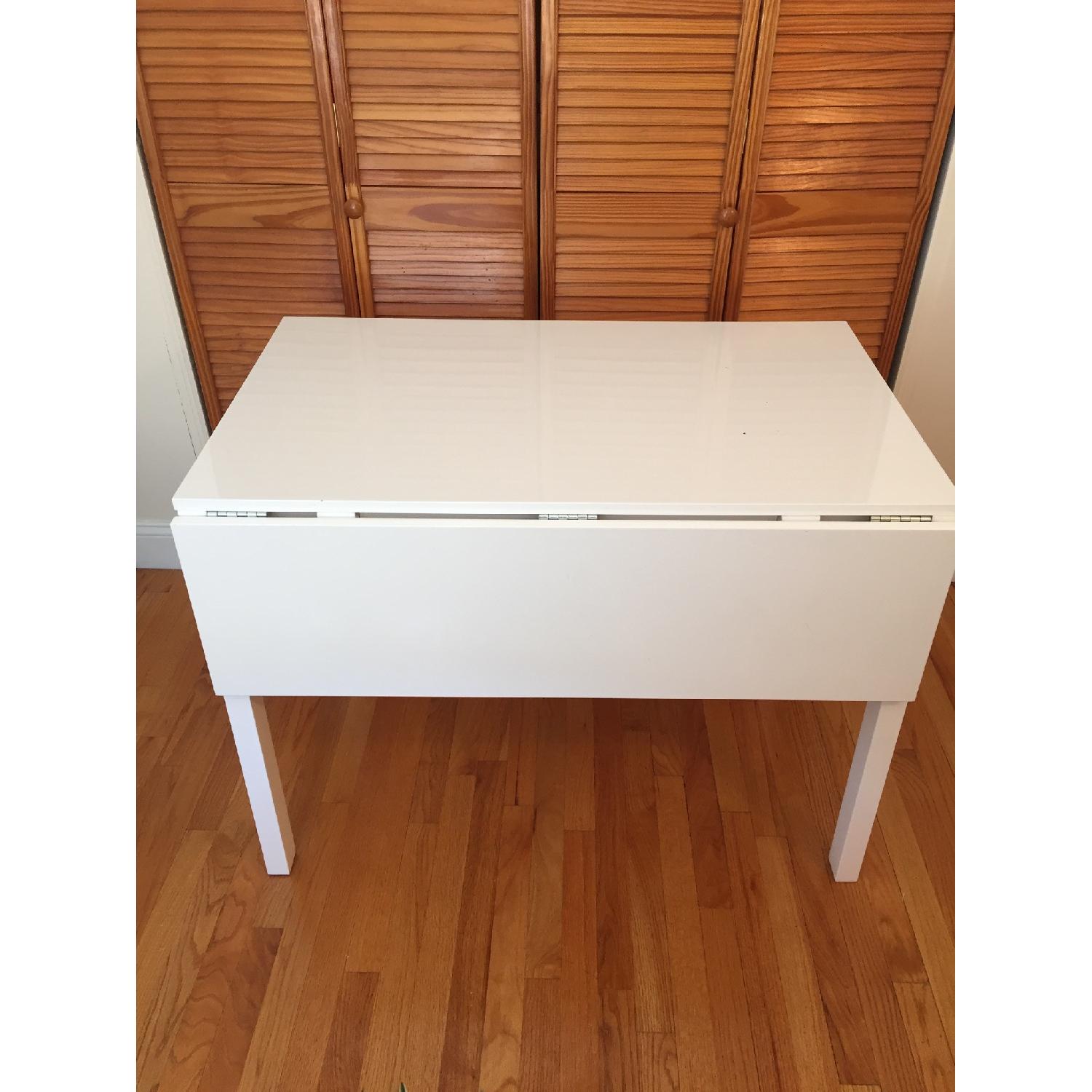 Ikea White Gloss Extendable Table - image-1