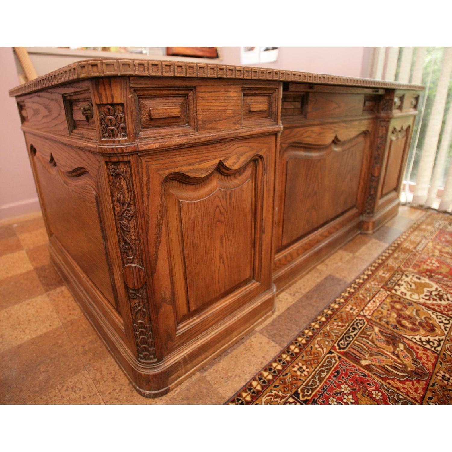 Romweber Viking Oak Traditional Executive Desk - image-1