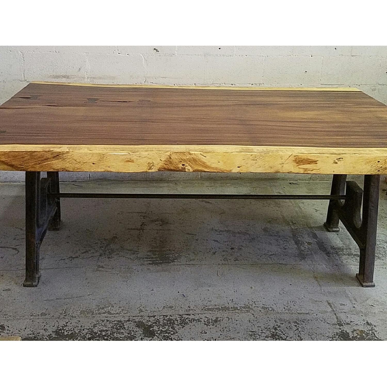 Costa Rican Monkey Pod Slab Table w/ Cast Iron Base - image-1