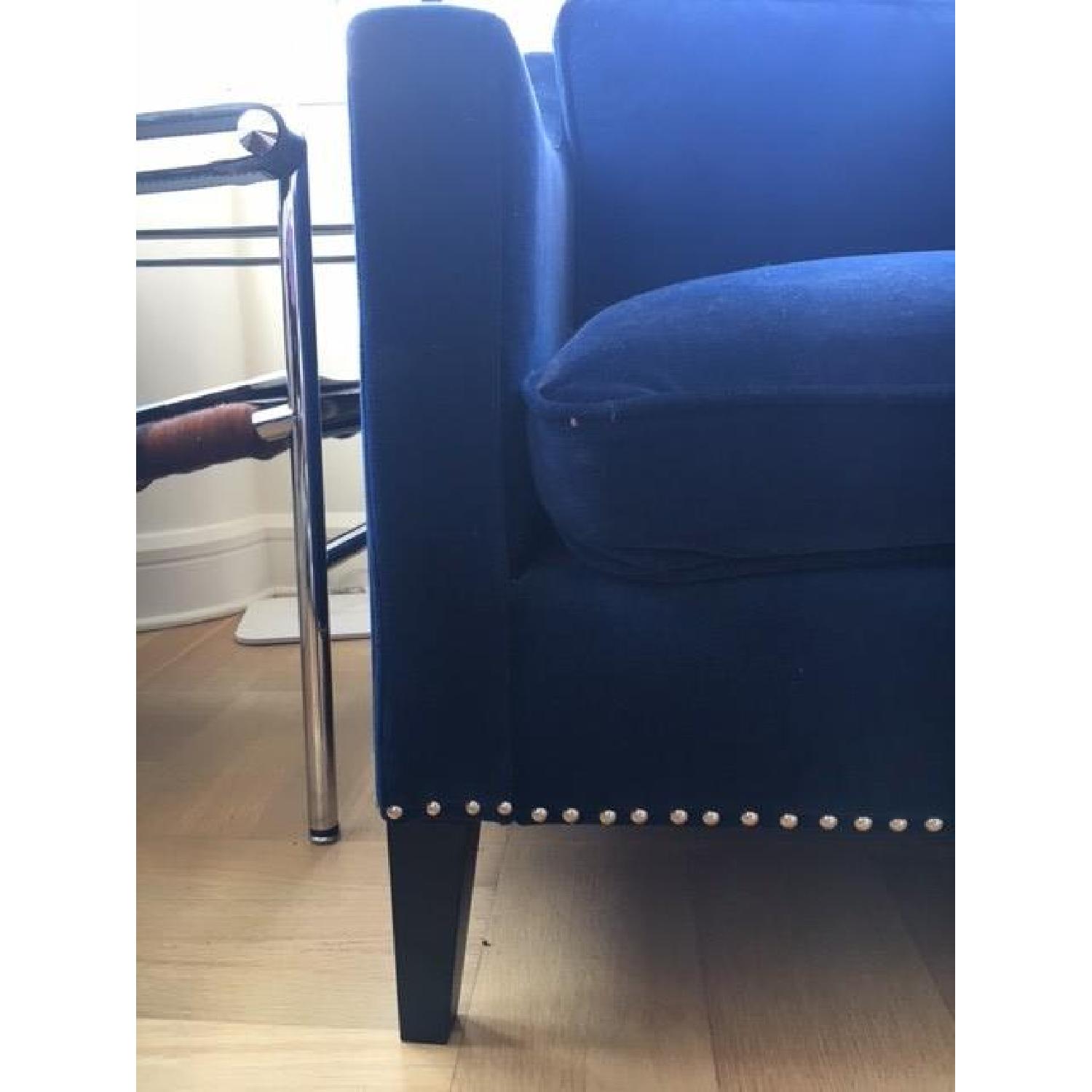 Royal Blue Velvet Studded Sofa - image-5