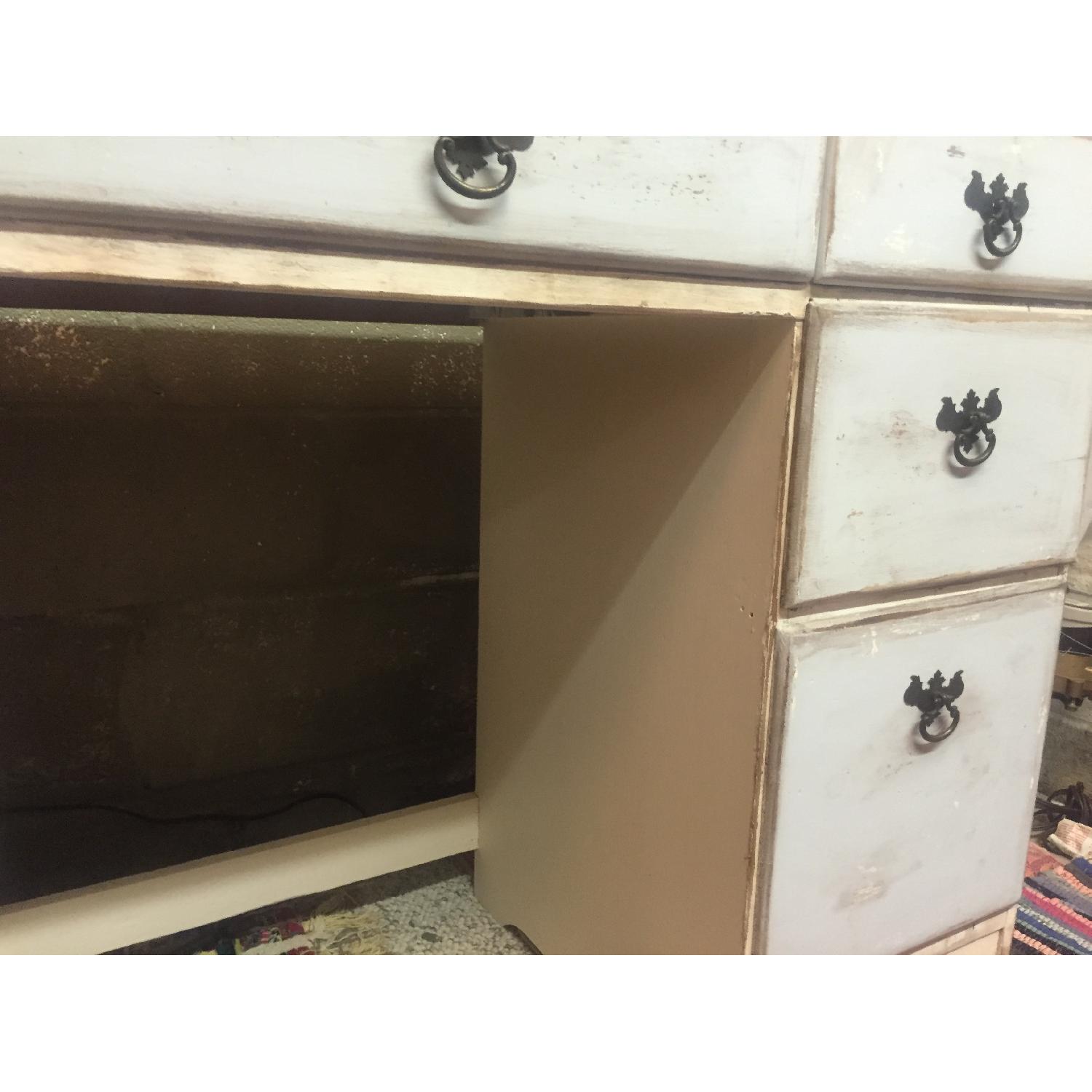 Shabby Chic Pale Blue & White 6 Drawer Computer Desk Table - image-3