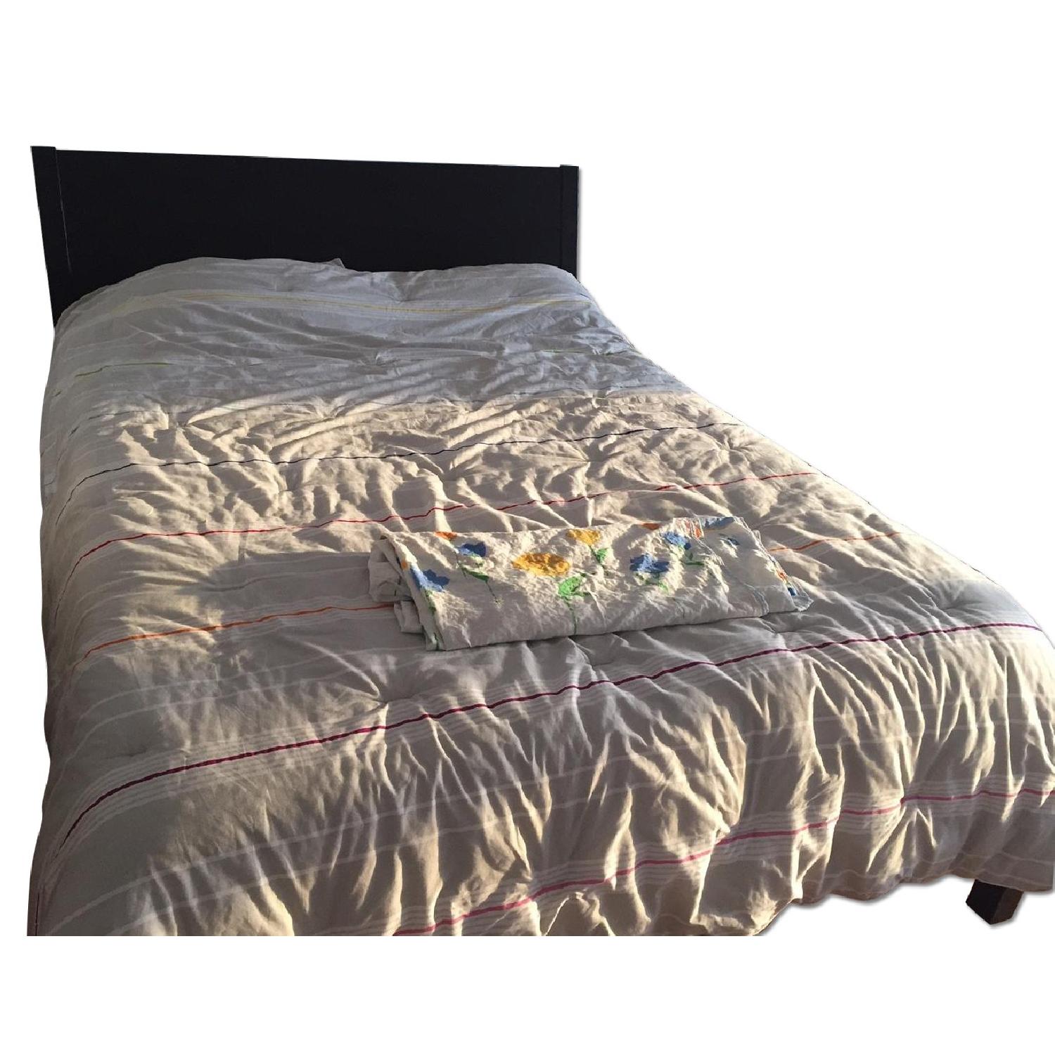 Ikea Nyvoll Queen Size Bed Frame w/ Slatted Base in Blackbrown AptDeco