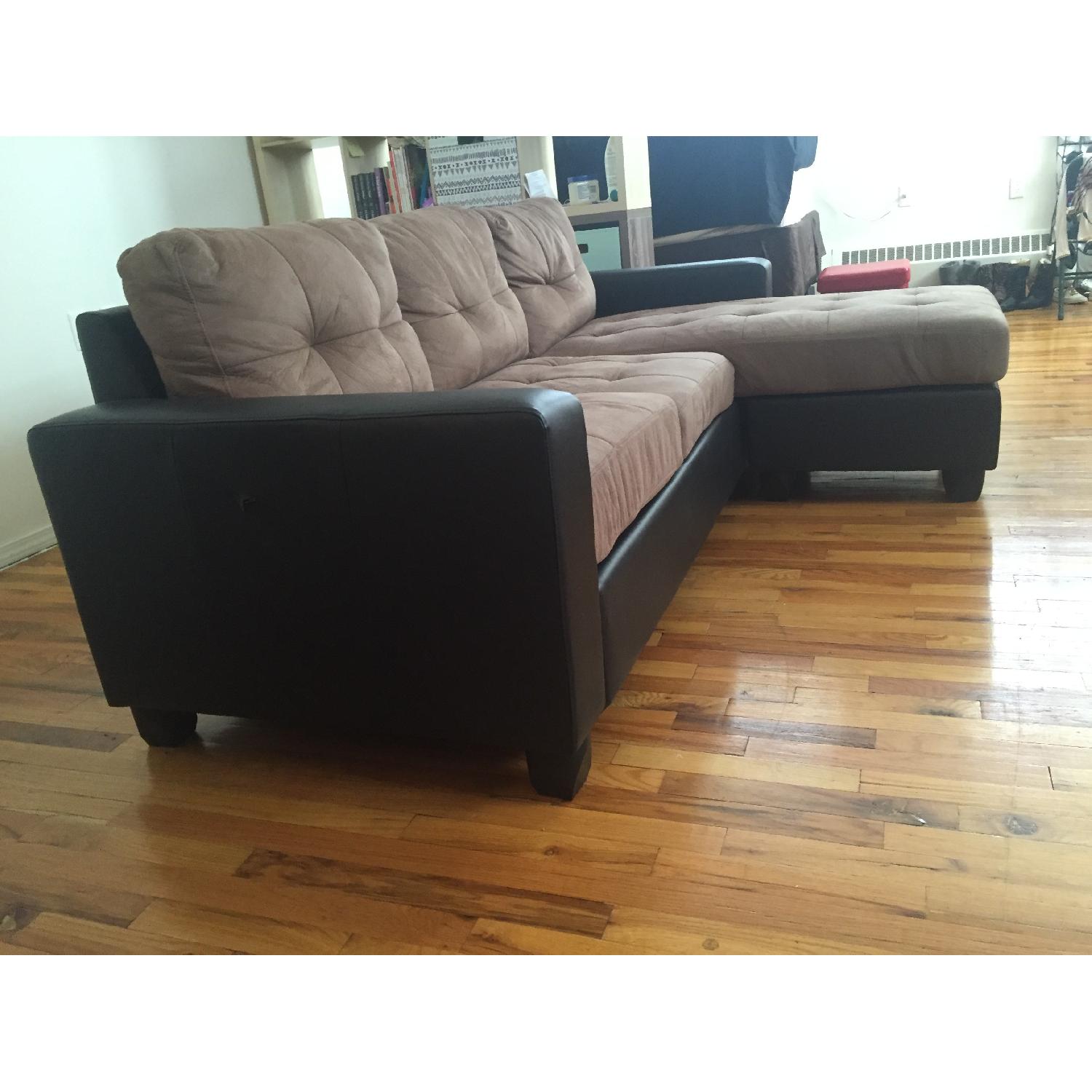 Aspen Faux Leather & Microfiber Sofa w/ Reversible Chaise - image-4