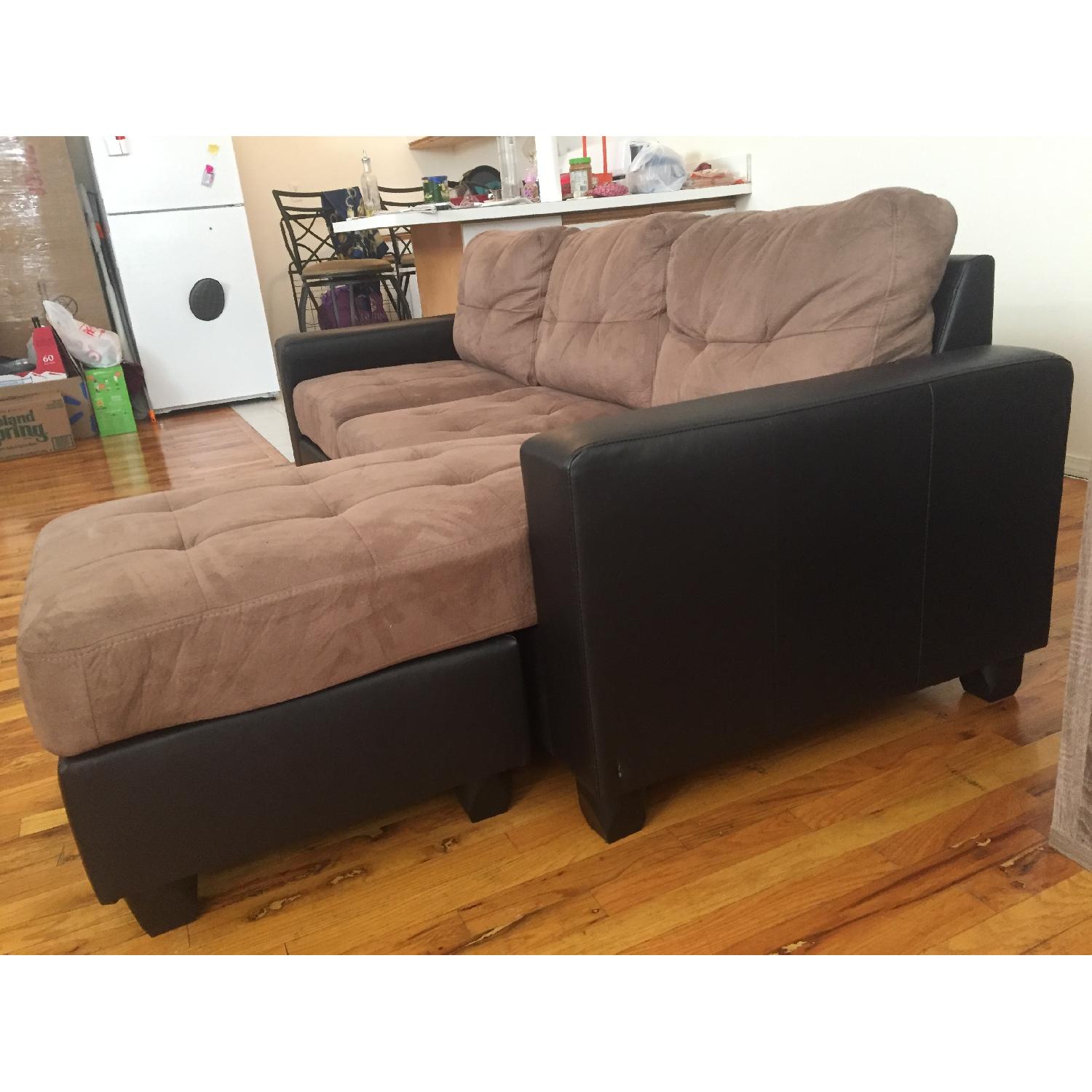 Aspen Faux Leather & Microfiber Sofa w/ Reversible Chaise - image-7