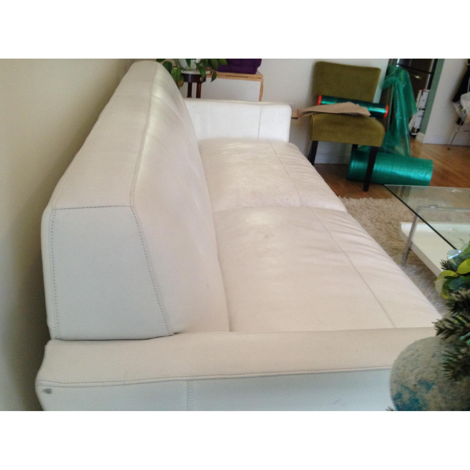 Macy's White Bonded Leather Sofa - image-2