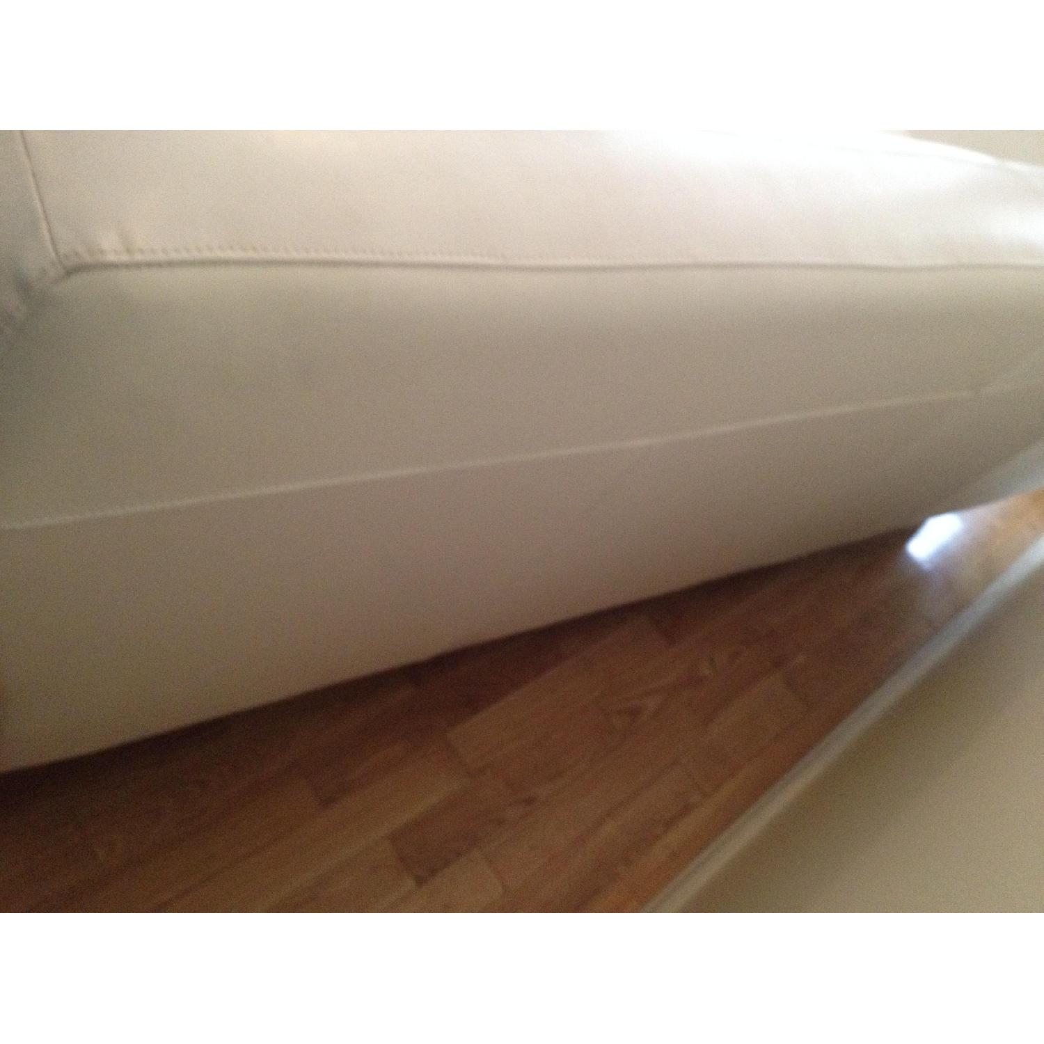 Macy's White Bonded Leather Sofa - image-3