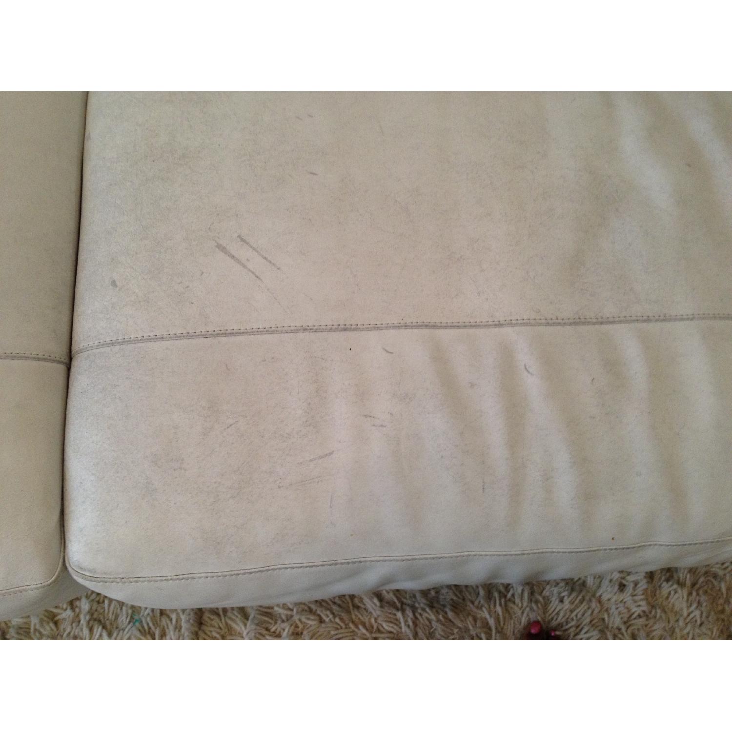 Macy's White Bonded Leather Sofa - image-5
