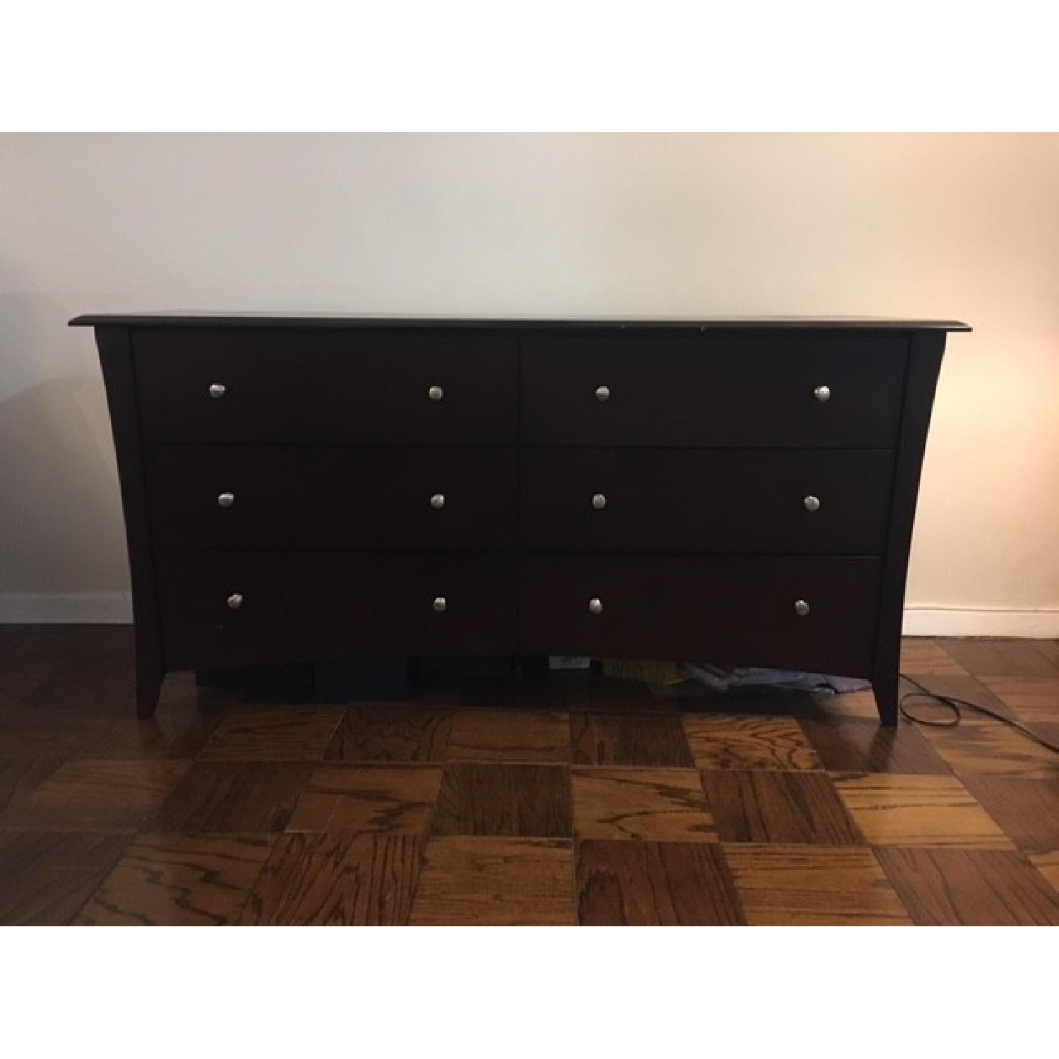 Dark Wood 6 Drawer Dresser - image-4