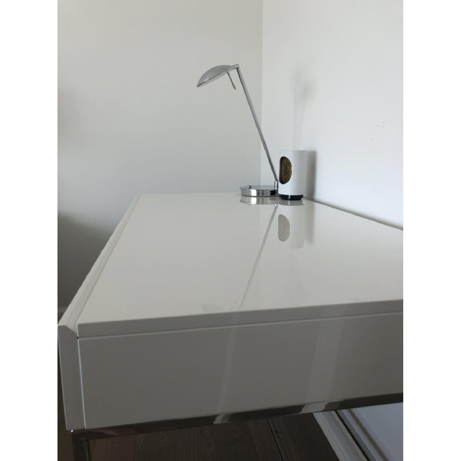 West Elm Modern White Office Desk w/ 2 Drawers - image-3