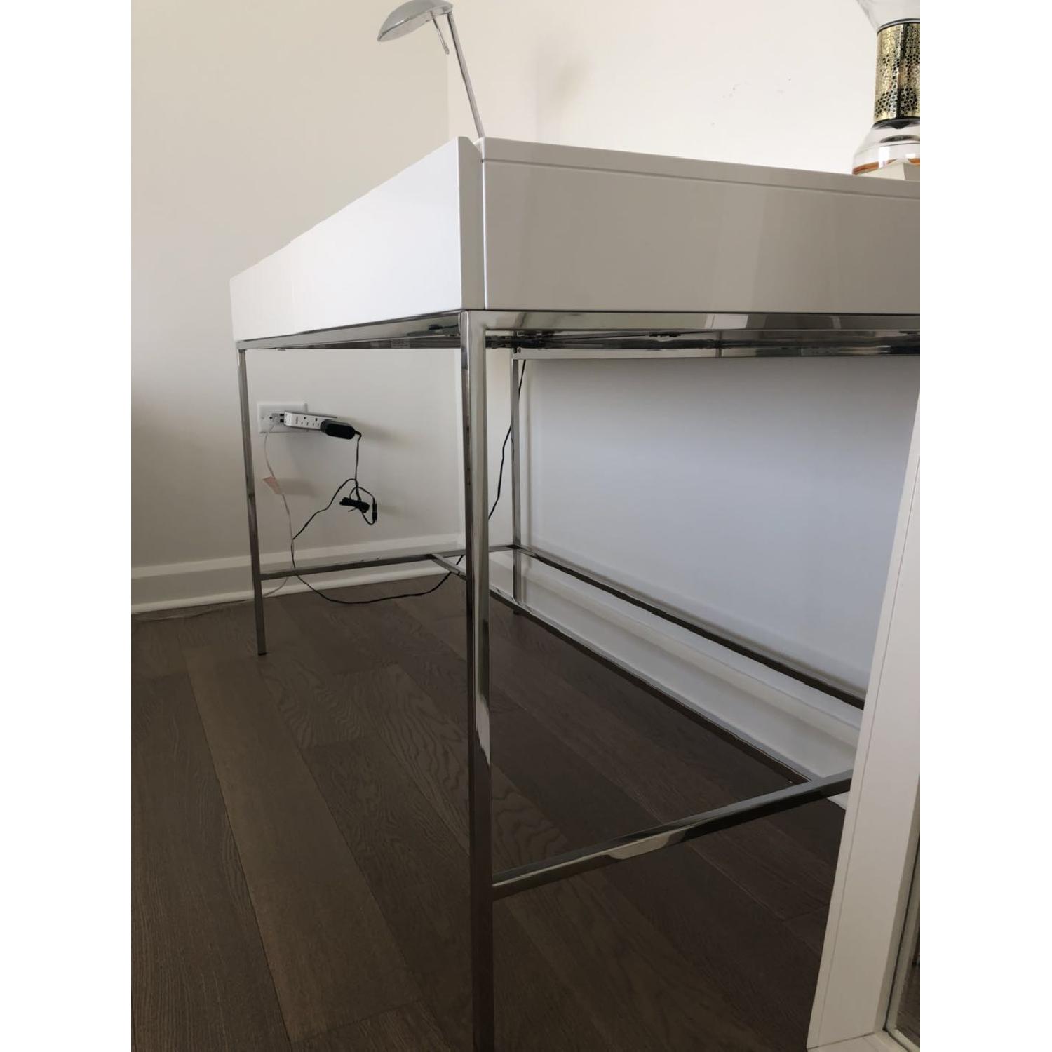 West Elm Modern White Office Desk w/ 2 Drawers - image-4