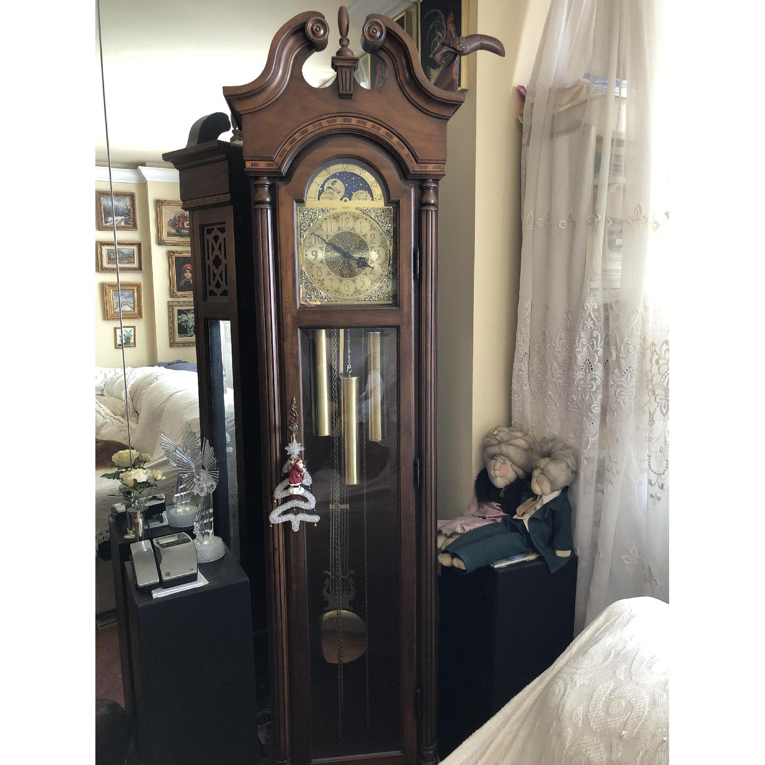 Pearl Grandfather Clock w/ Day & Night Dial - image-1
