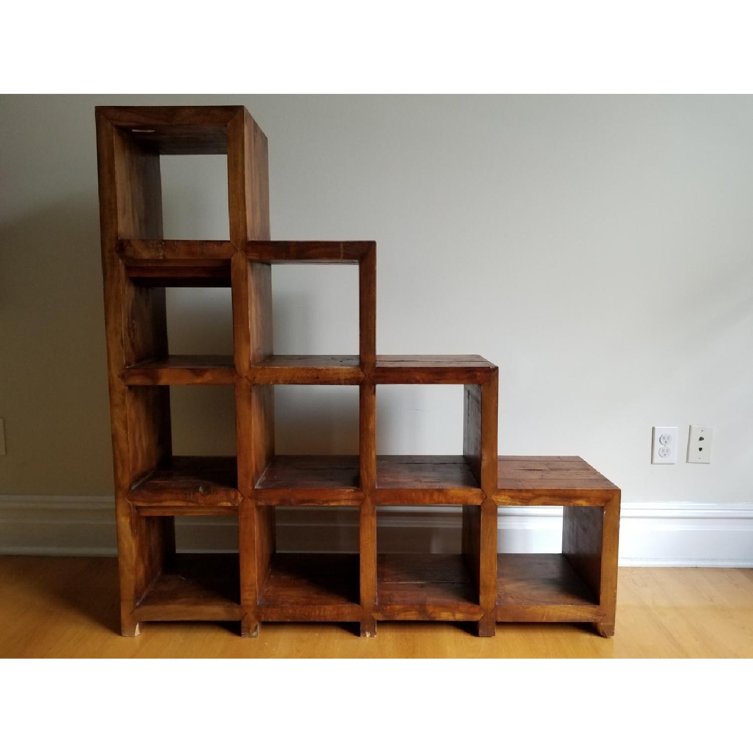 Solid Wood 10 Cubby Stair Shelving Unit - image-1