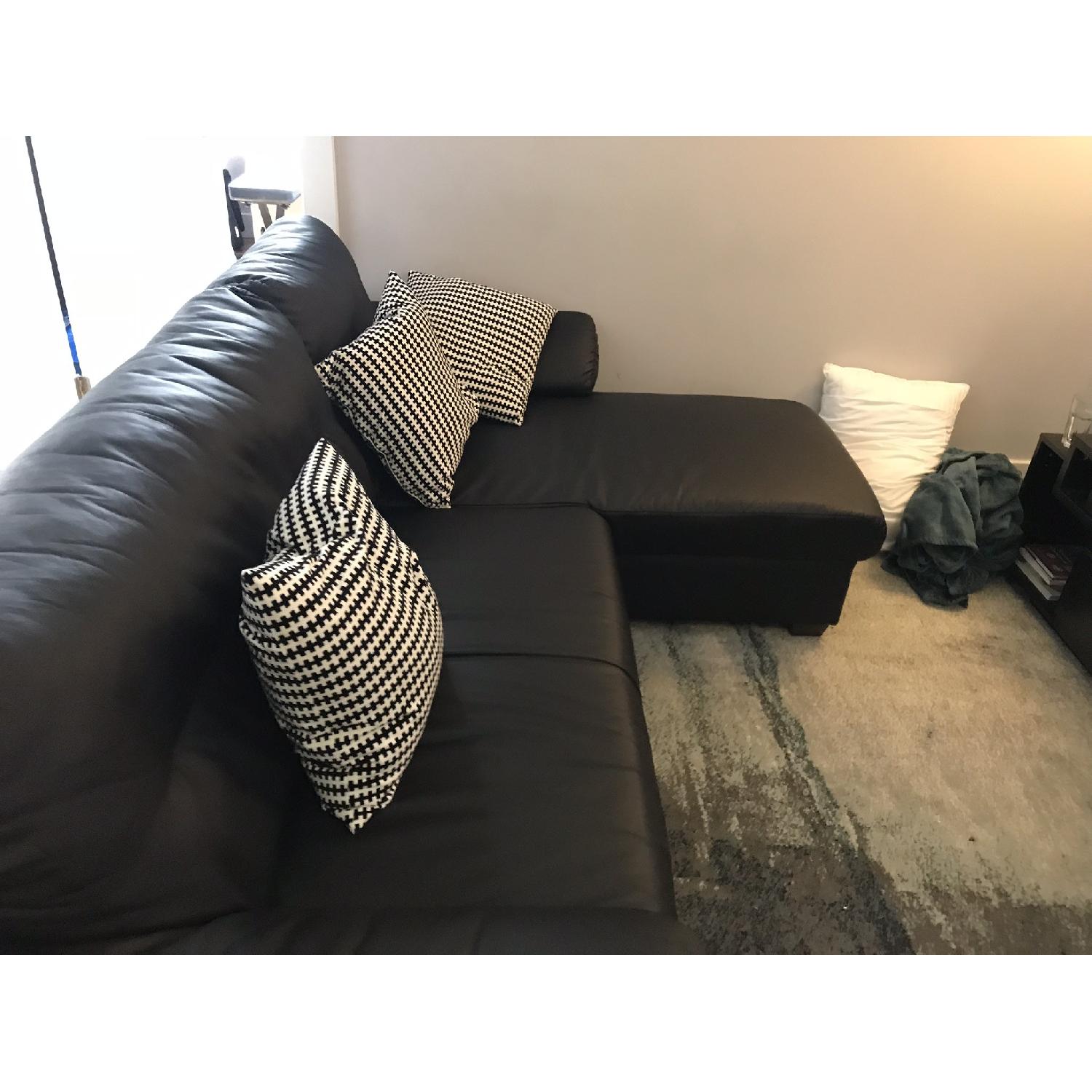 Ikea Knislinge Brown Faux Leather Sectional Sofa - image-2