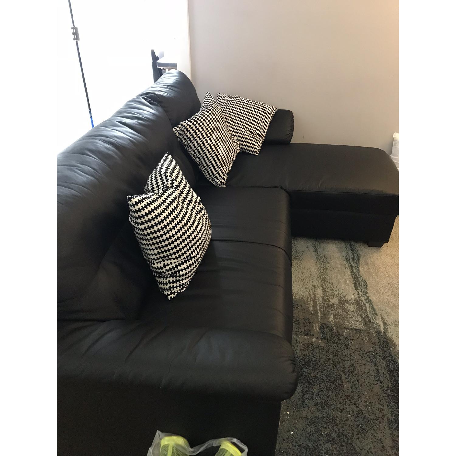 Ikea Knislinge Brown Faux Leather Sectional Sofa - image-3