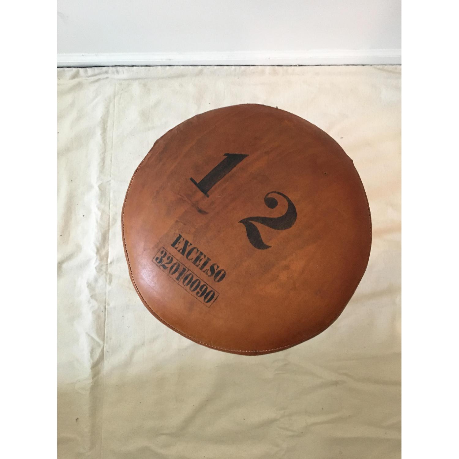 Antique Leather Counter Stool - image-2