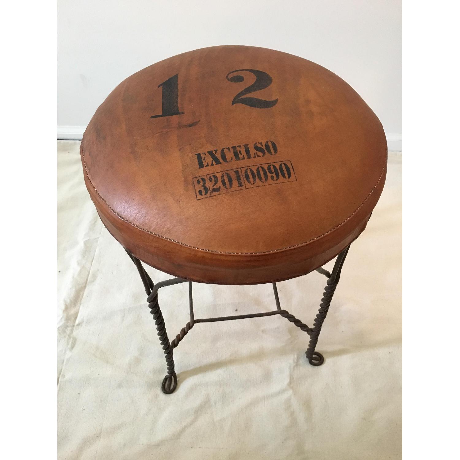 Antique Leather Counter Stool - image-3