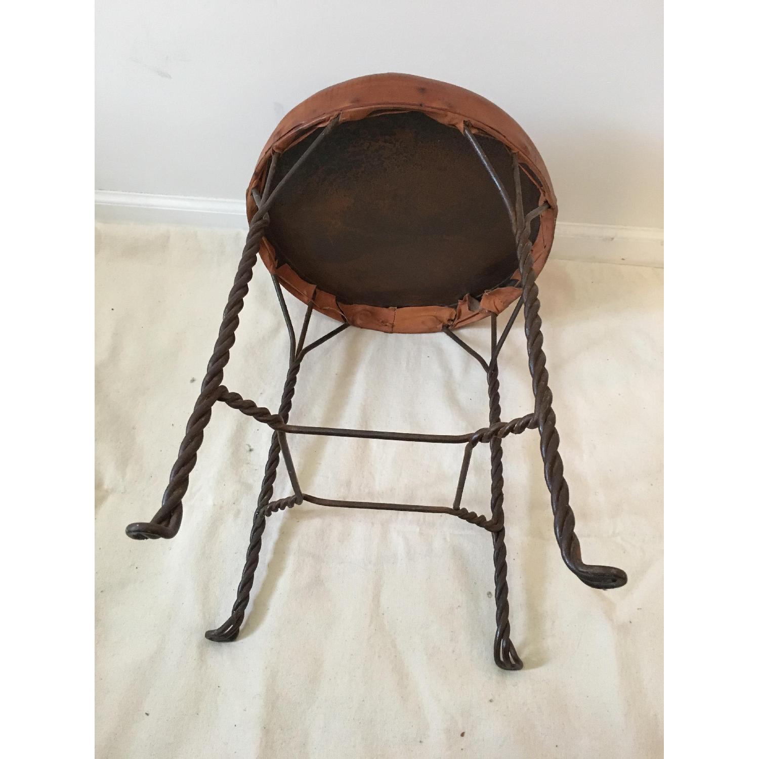 Antique Leather Counter Stool - image-5