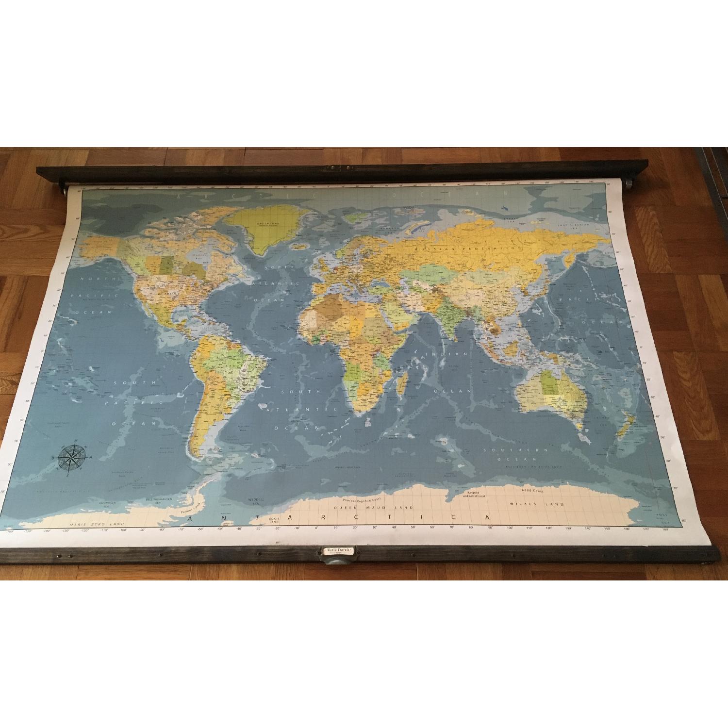Grade School Style Pull Down World Map - image-1