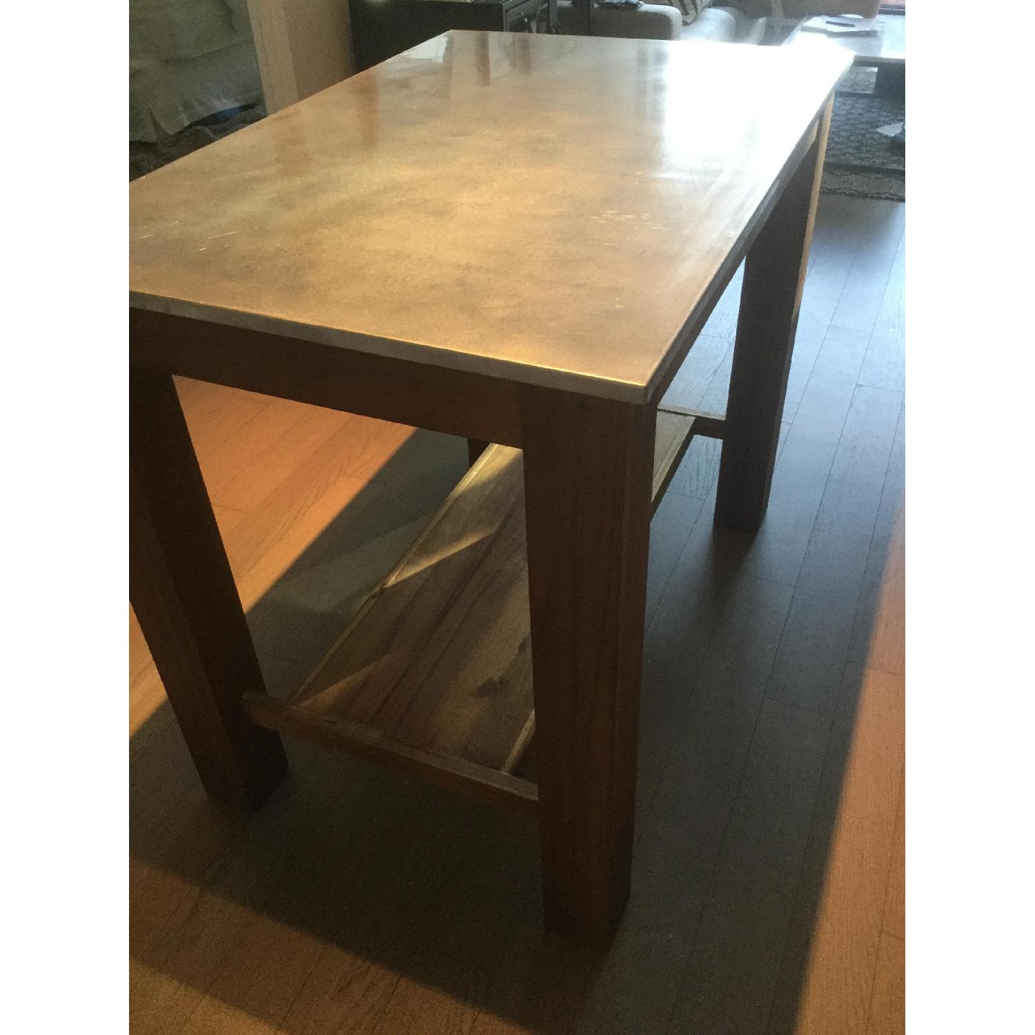 West Elm Kitchen Island in Acacia w/ Stainless Steel Top - image-3