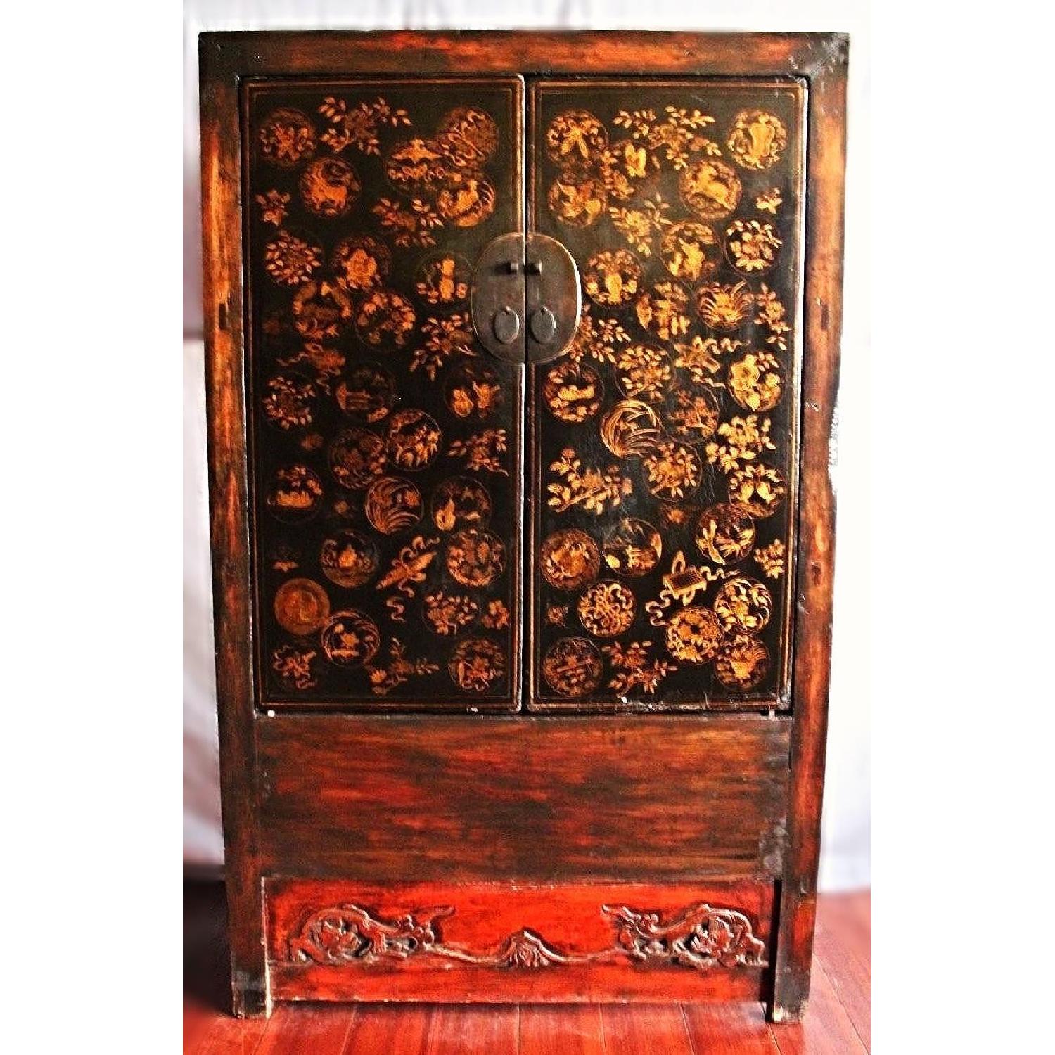 Vintage Early Lacquered Chinese Armoire/Cabinet - image-12