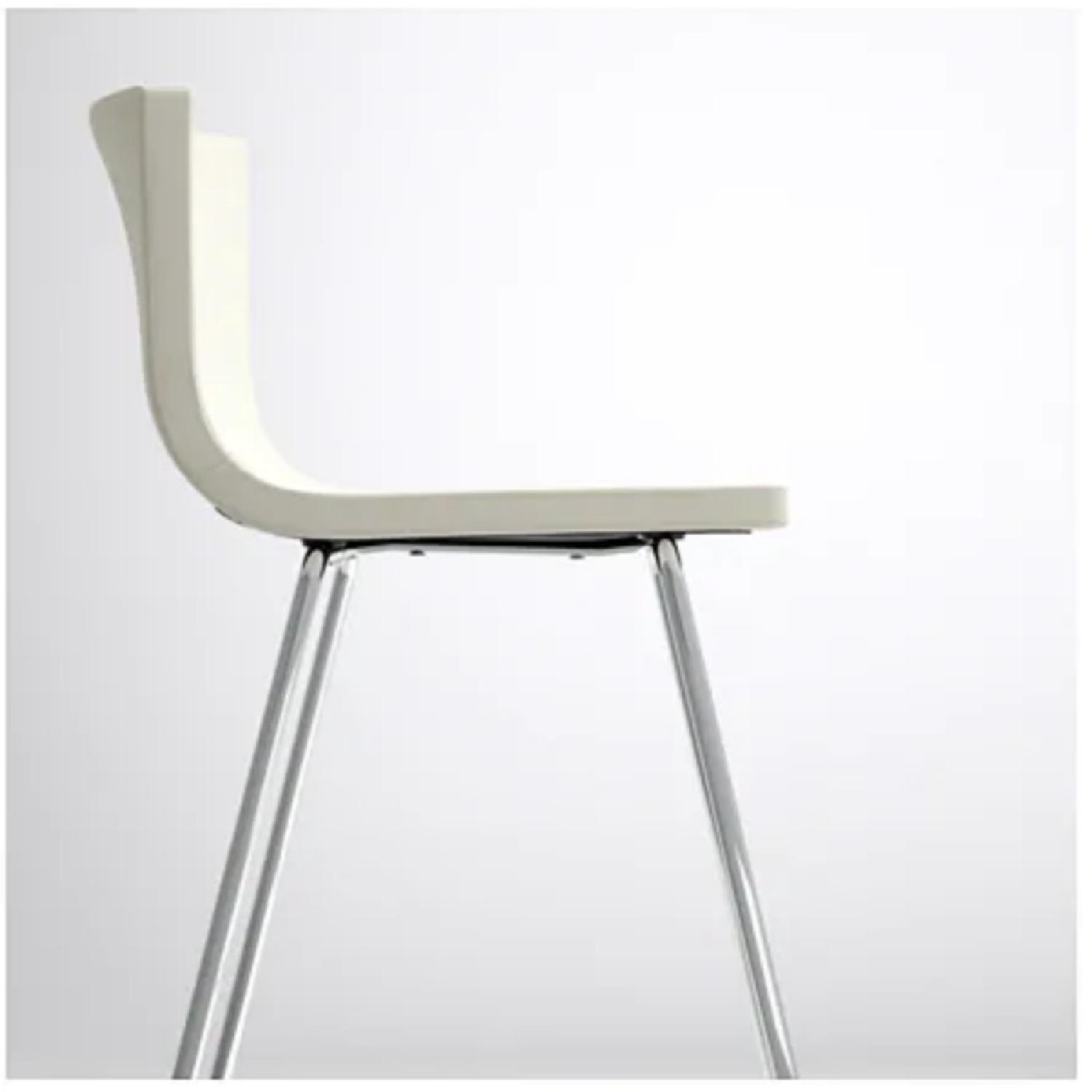 Ikea Bernhard Chrome Bar Stool w/ Backrest in White AptDeco