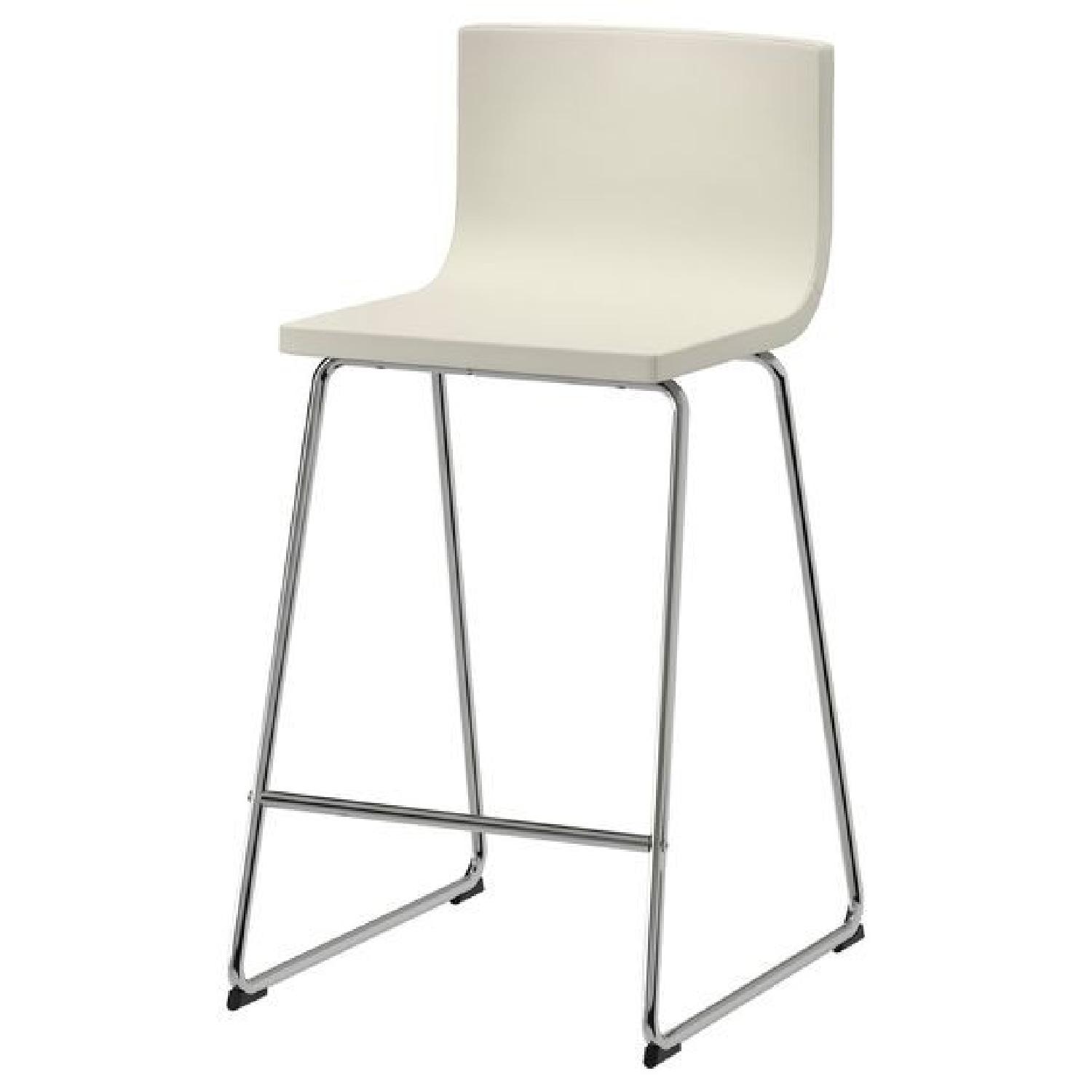 Ikea Bernhard Chrome Bar Stool w/ Backrest in White AptDeco
