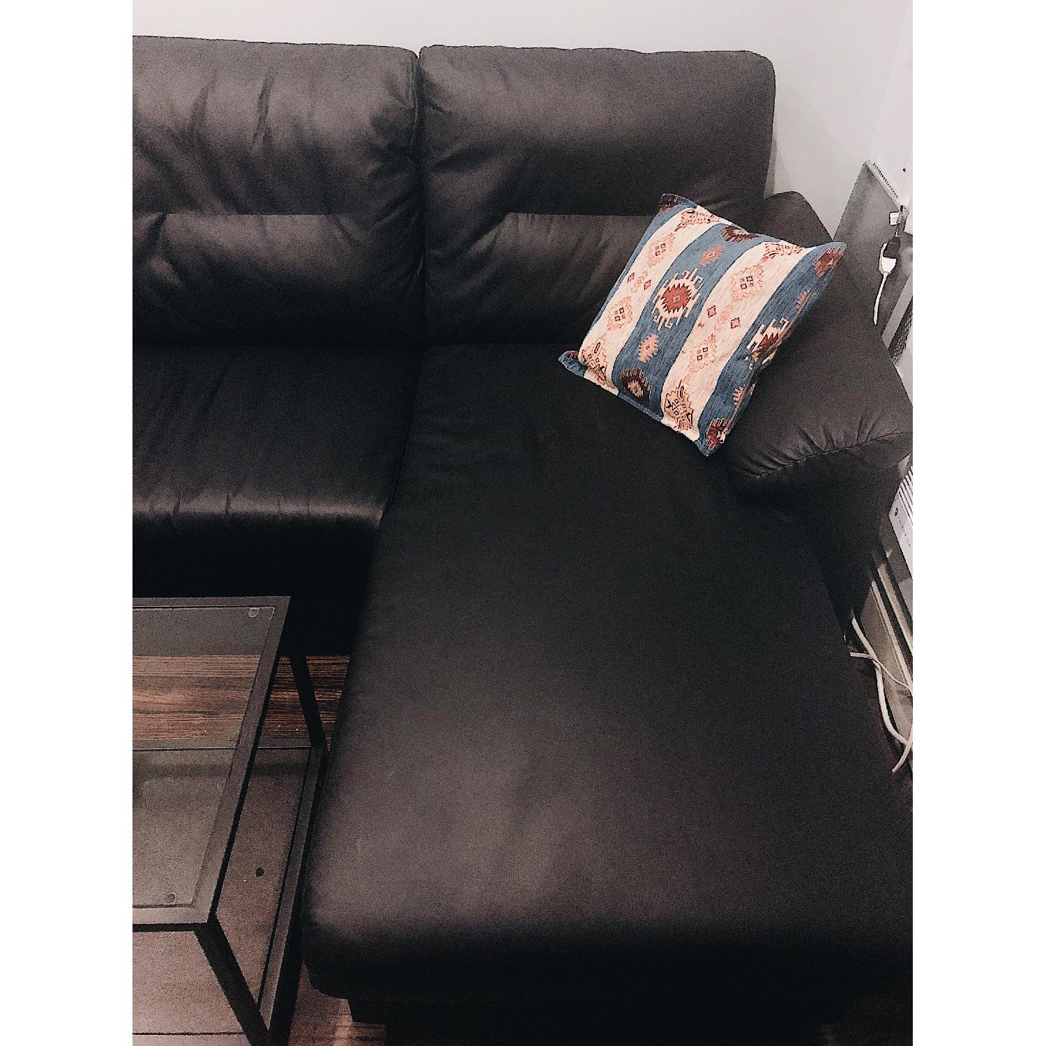 Ikea Knislinge Black Faux Leather 3Seat Sectional Sofa AptDeco