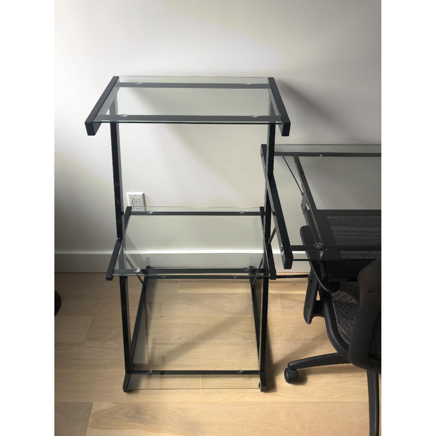 Z-Line Nero Glass Desk w/ Bookcase - image-2