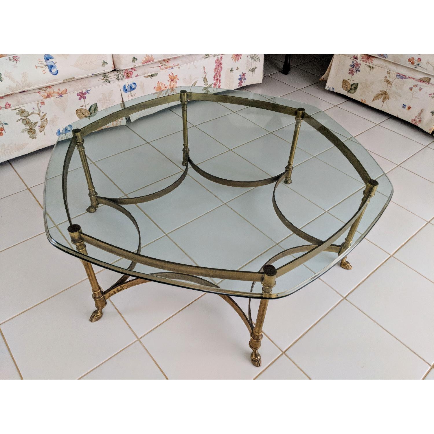 La Barge Brass & Glass Hexagonal Coffee Table - image-1