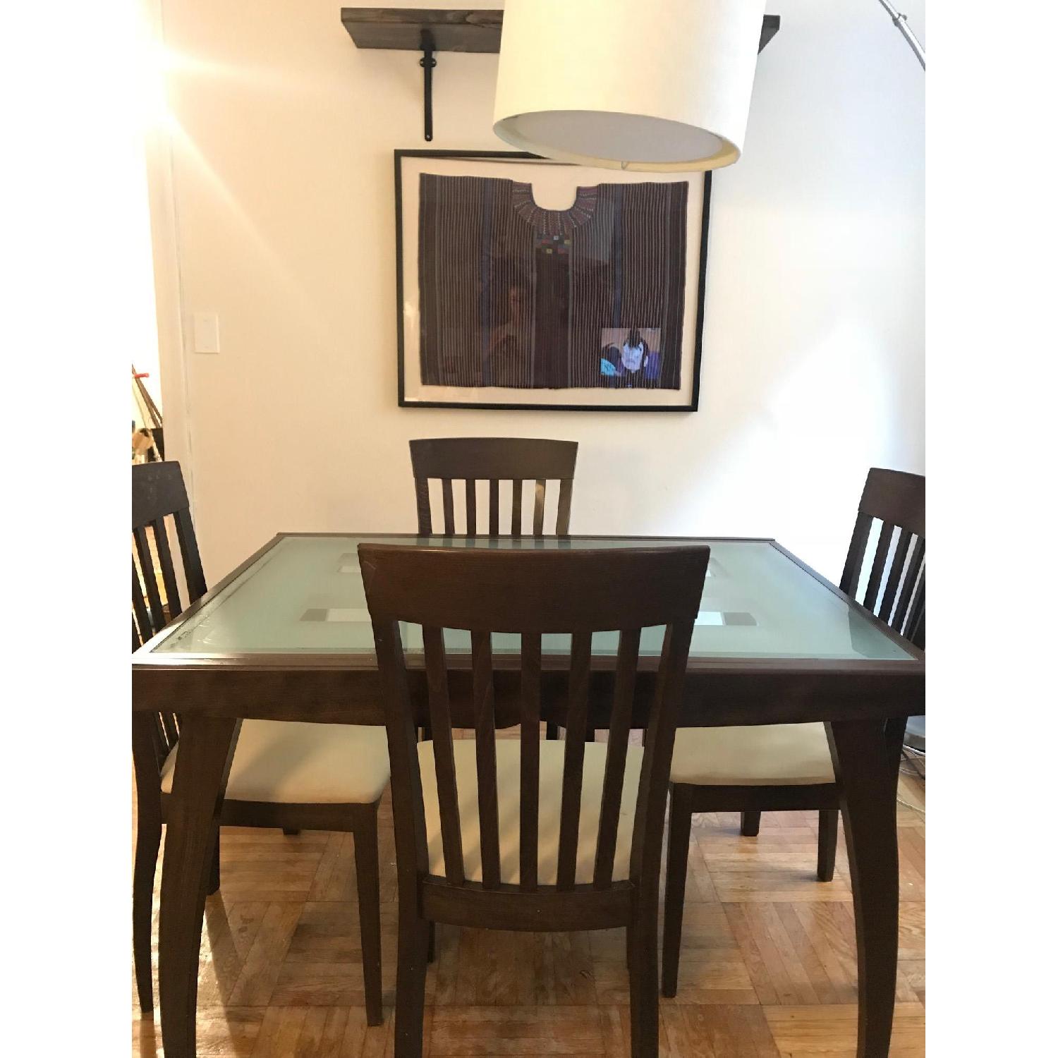 Calligaris Glass & Wood Extendable Dining Table w/ 4 Chairs - image-2