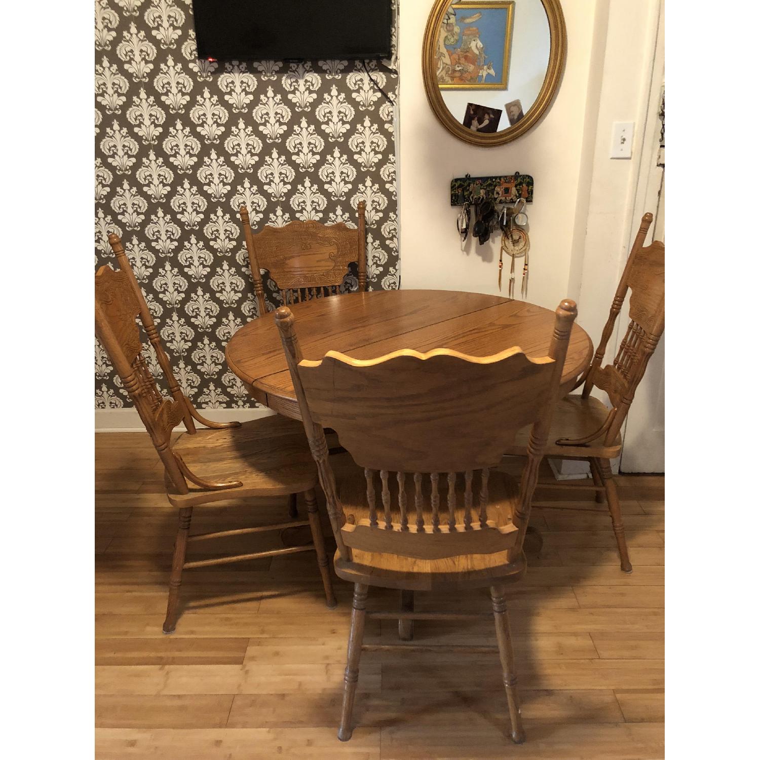 Wooden Extendable Dining Table w/ 4 Chairs - AptDeco