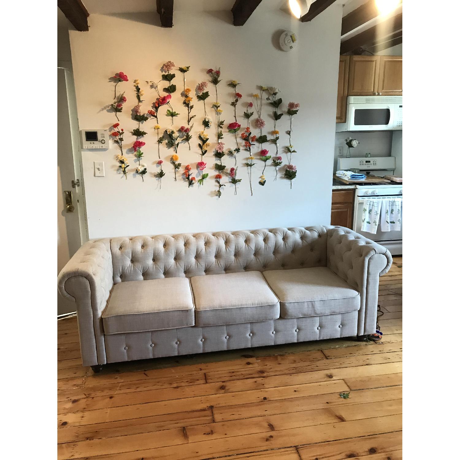 Mulhouse Furniture Garcia Linen Chesterfield Sofa - image-5