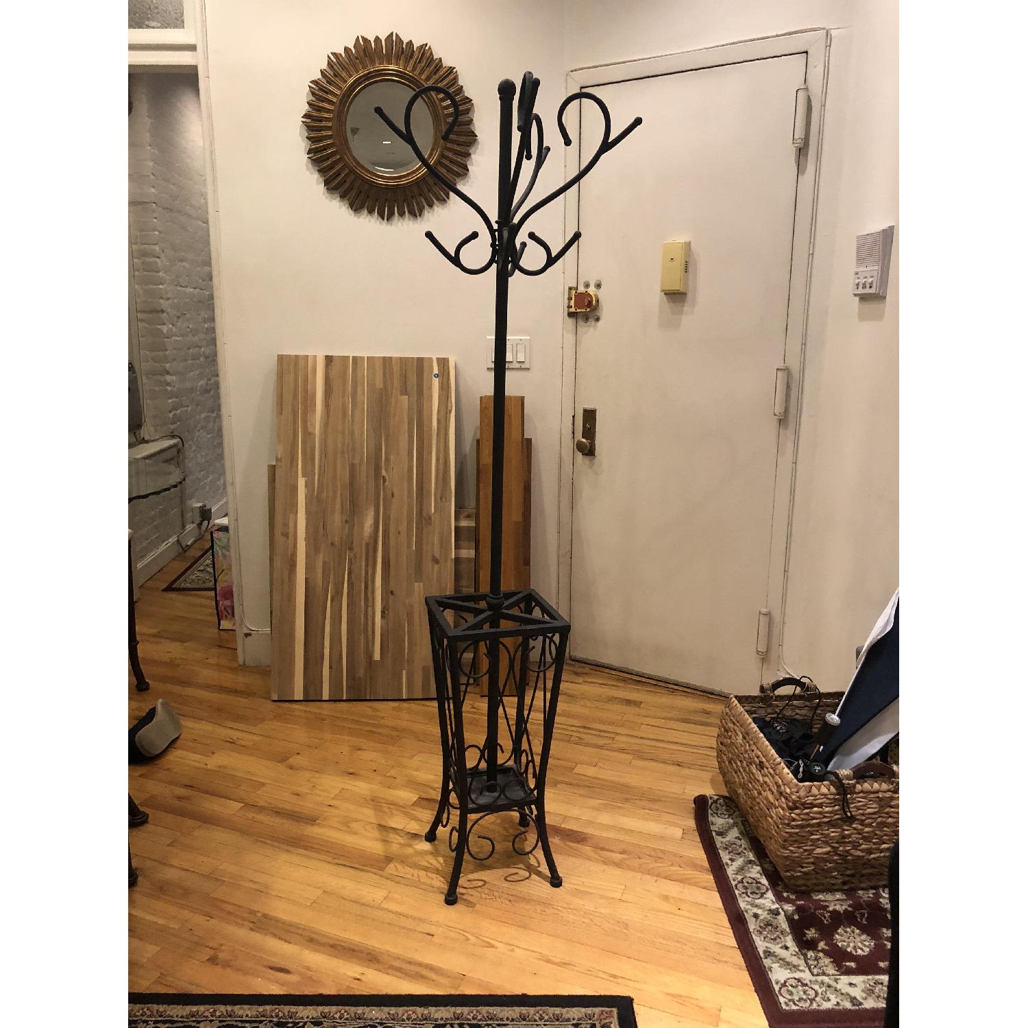 Wrought Iron Coat Rack w/ Umbrella Holder - image-2