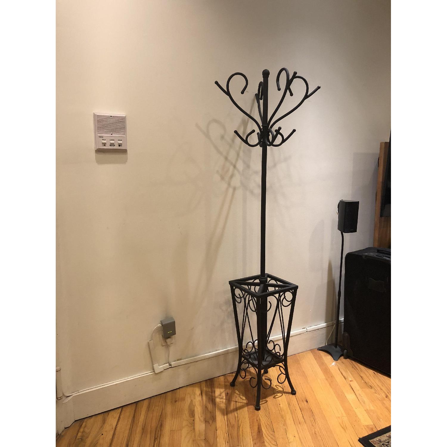 Wrought Iron Coat Rack w/ Umbrella Holder - image-3