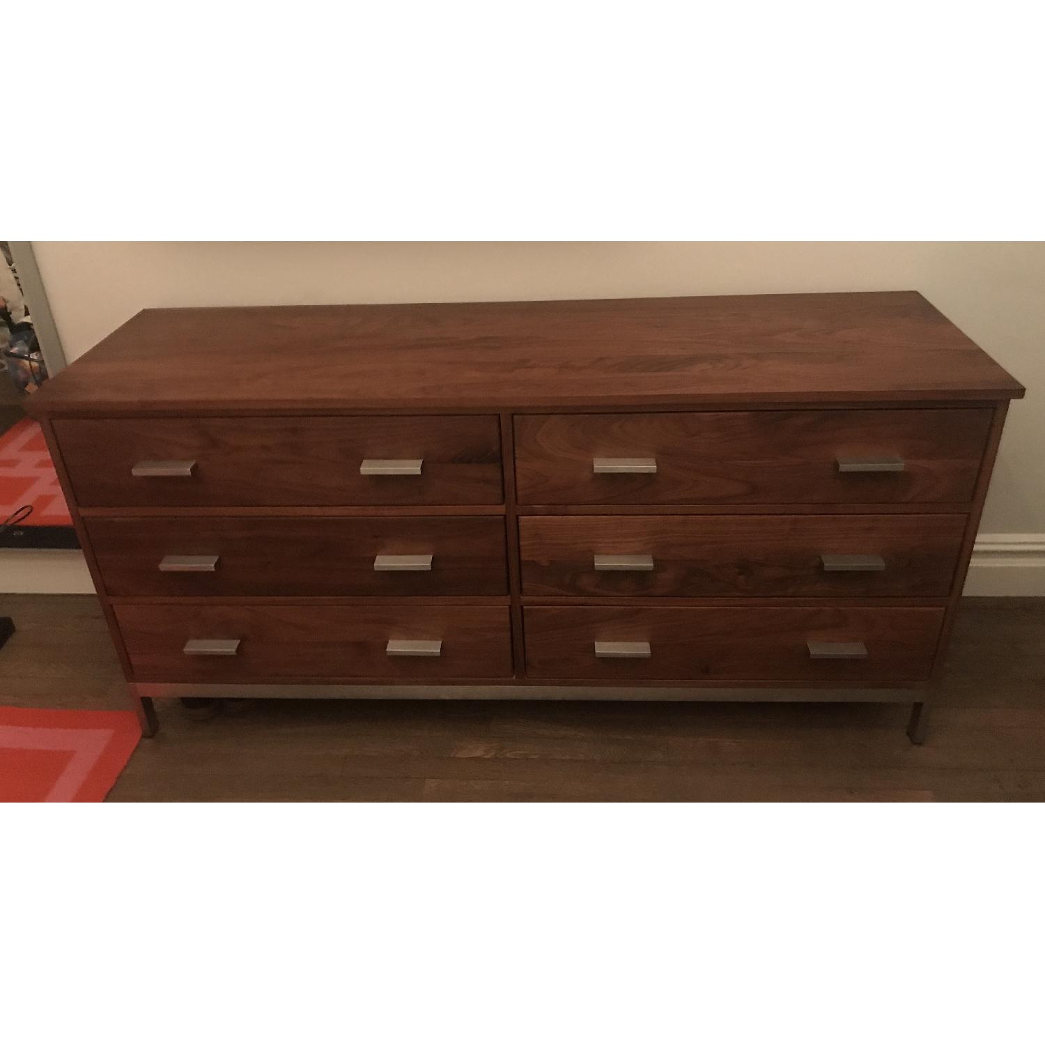 Room & Board 6 Drawer Dresser in Walnut & Stainless Steel - image-1