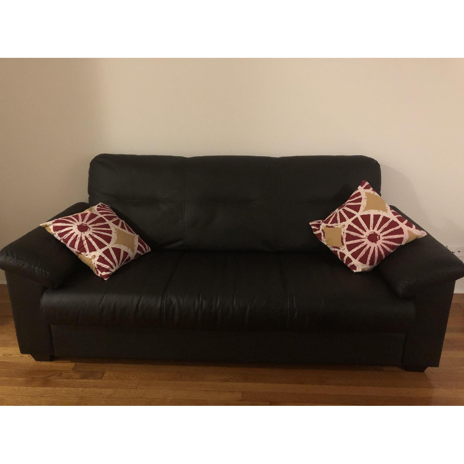 Ikea Knislinge Black Faux Leather Sofa - image-1