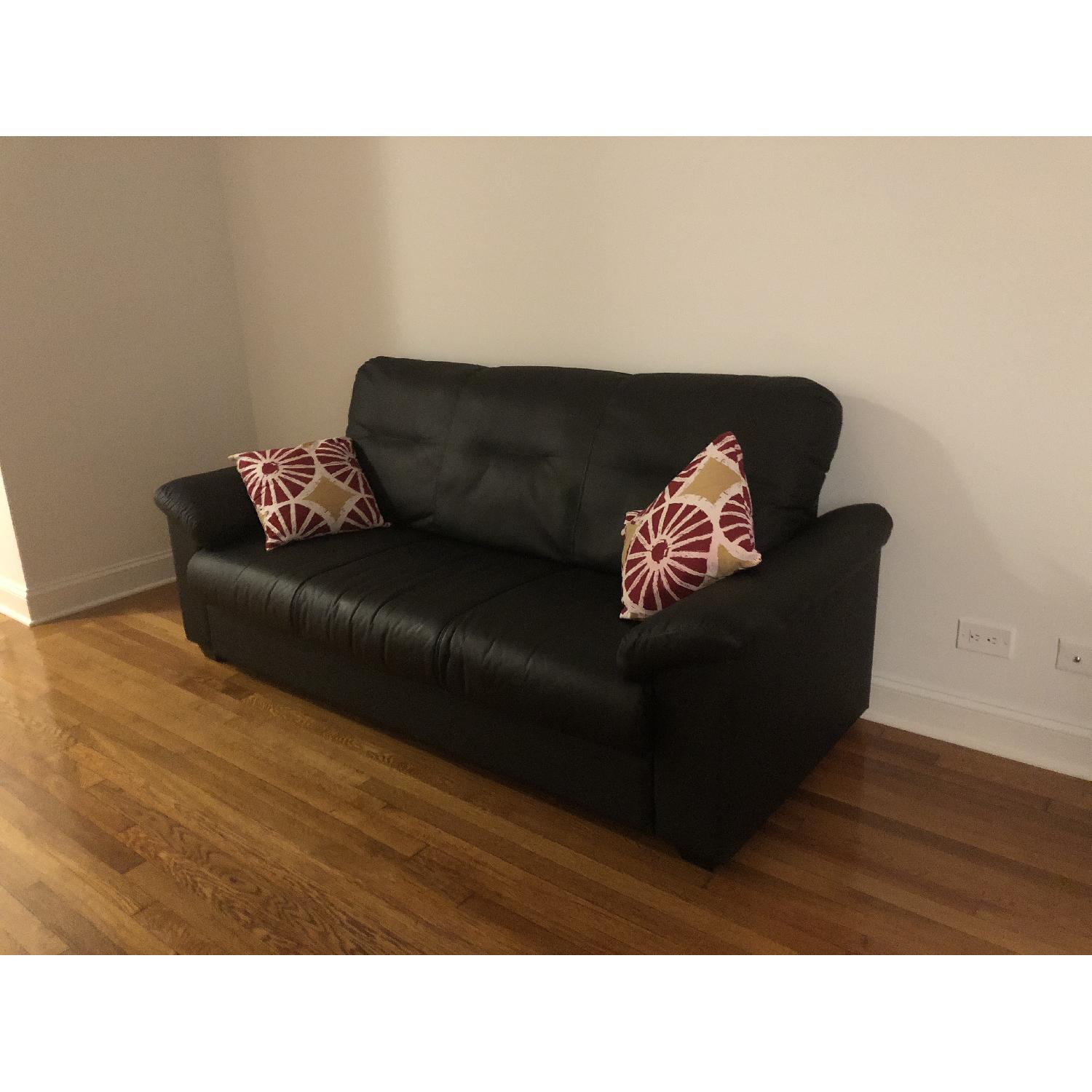 Ikea Knislinge Black Faux Leather Sofa - image-2