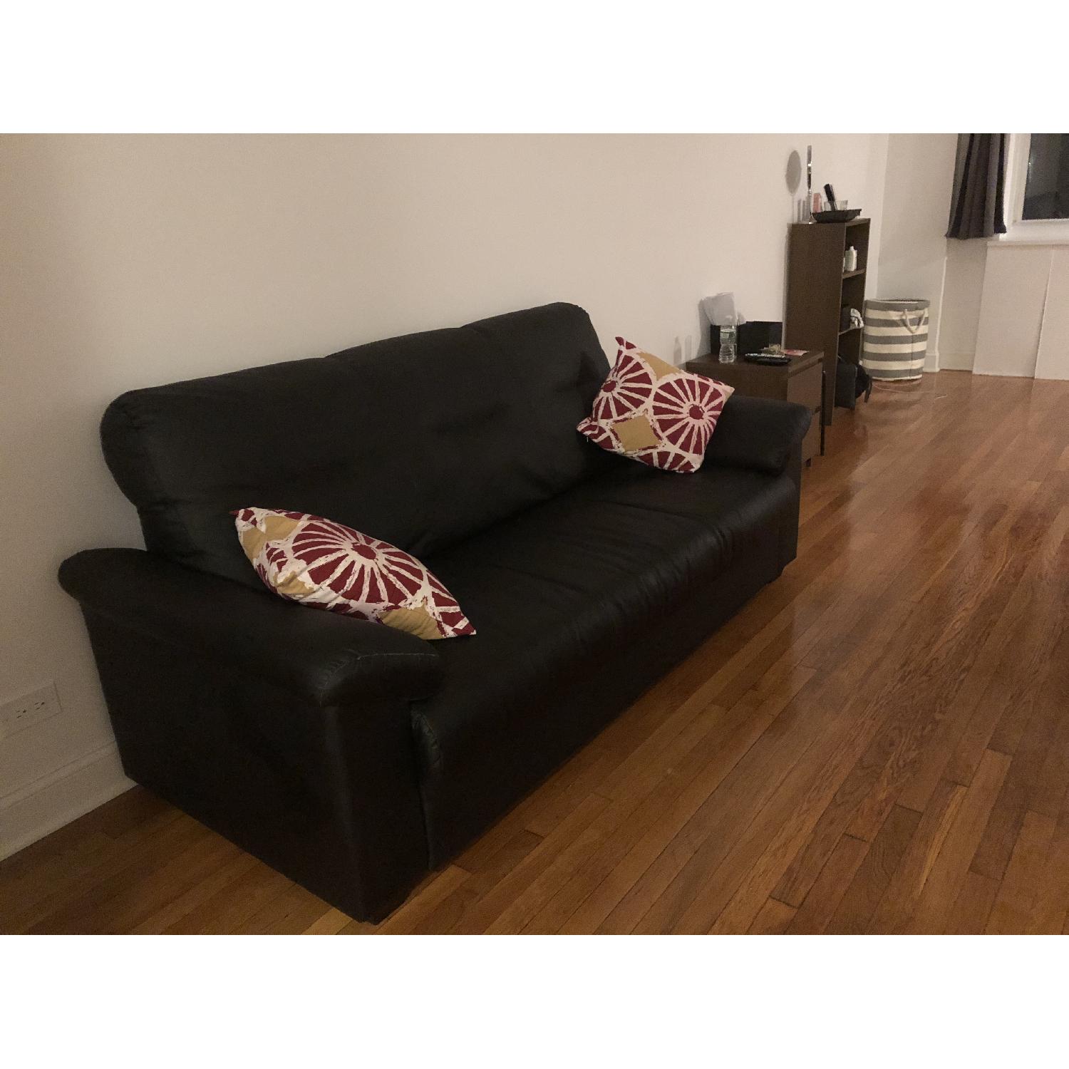 Ikea Knislinge Black Faux Leather Sofa - image-3