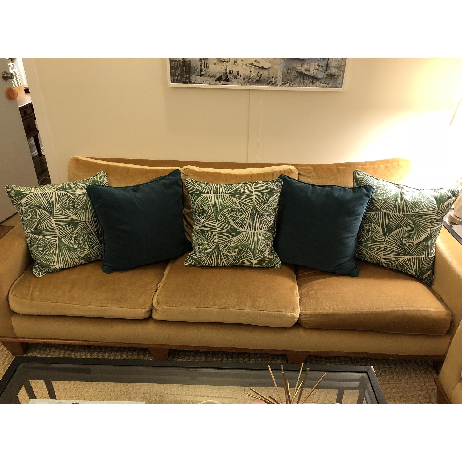 Velvet Gold Sofa + Matching Chair - AptDeco