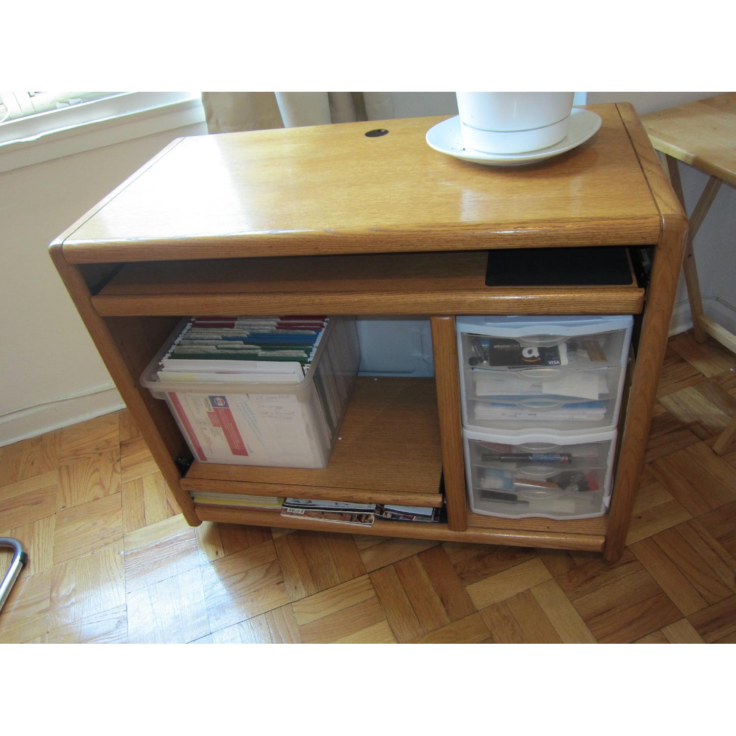 Martin Furniture Solid Oak Computer Desk w/ Keyboard Tray - image-1