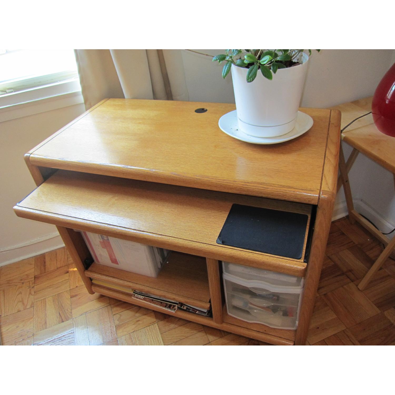 Martin Furniture Solid Oak Computer Desk w/ Keyboard Tray - image-2