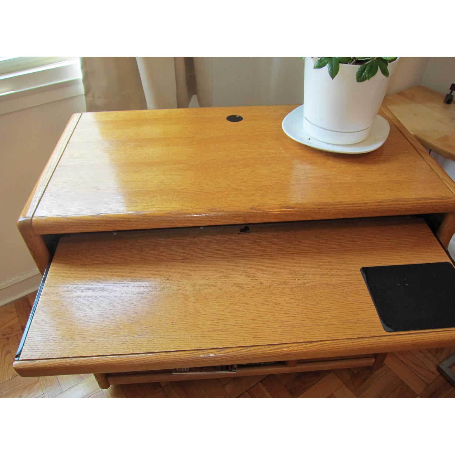 Martin Furniture Solid Oak Computer Desk w/ Keyboard Tray - image-4