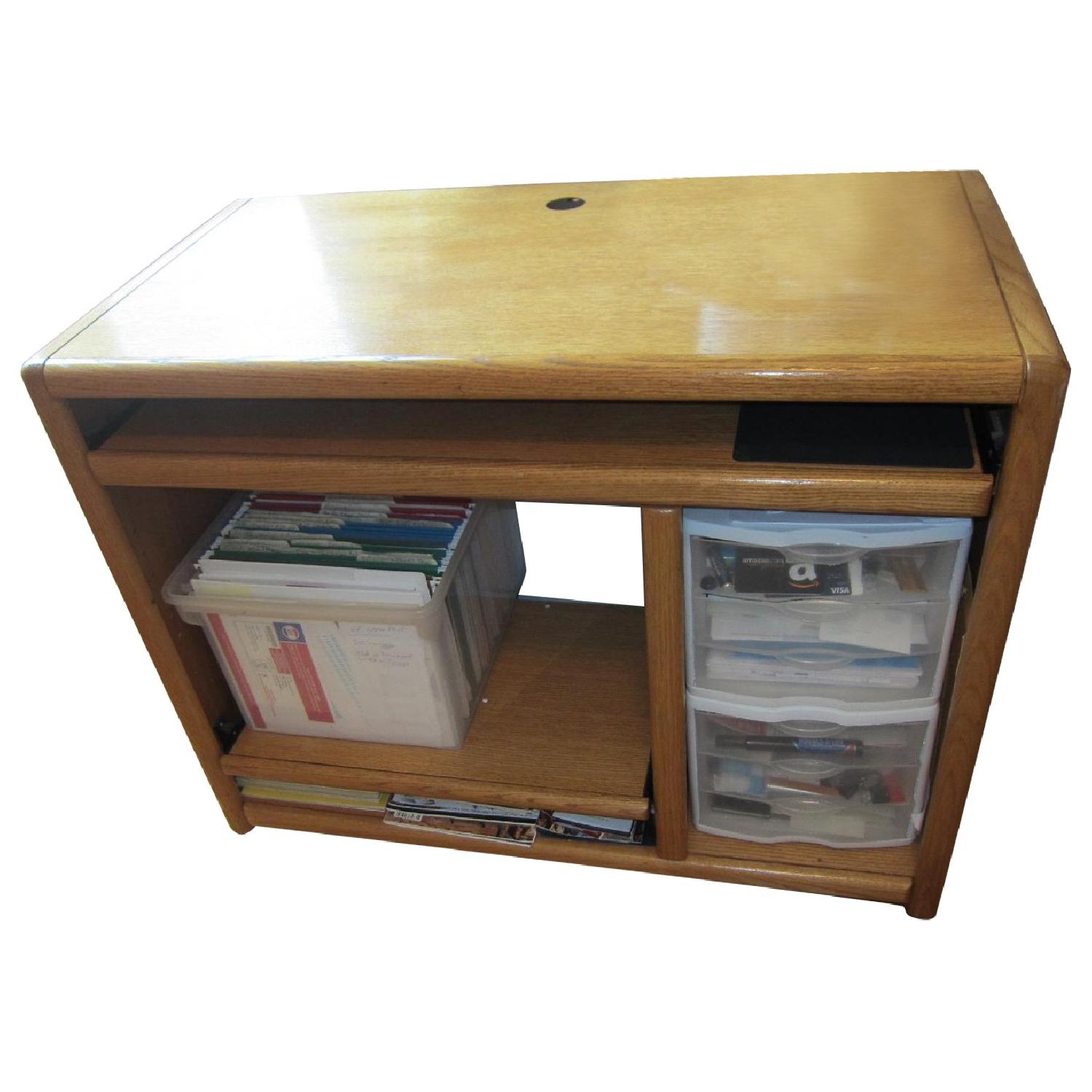 Martin Furniture Solid Oak Computer Desk w/ Keyboard Tray - image-0