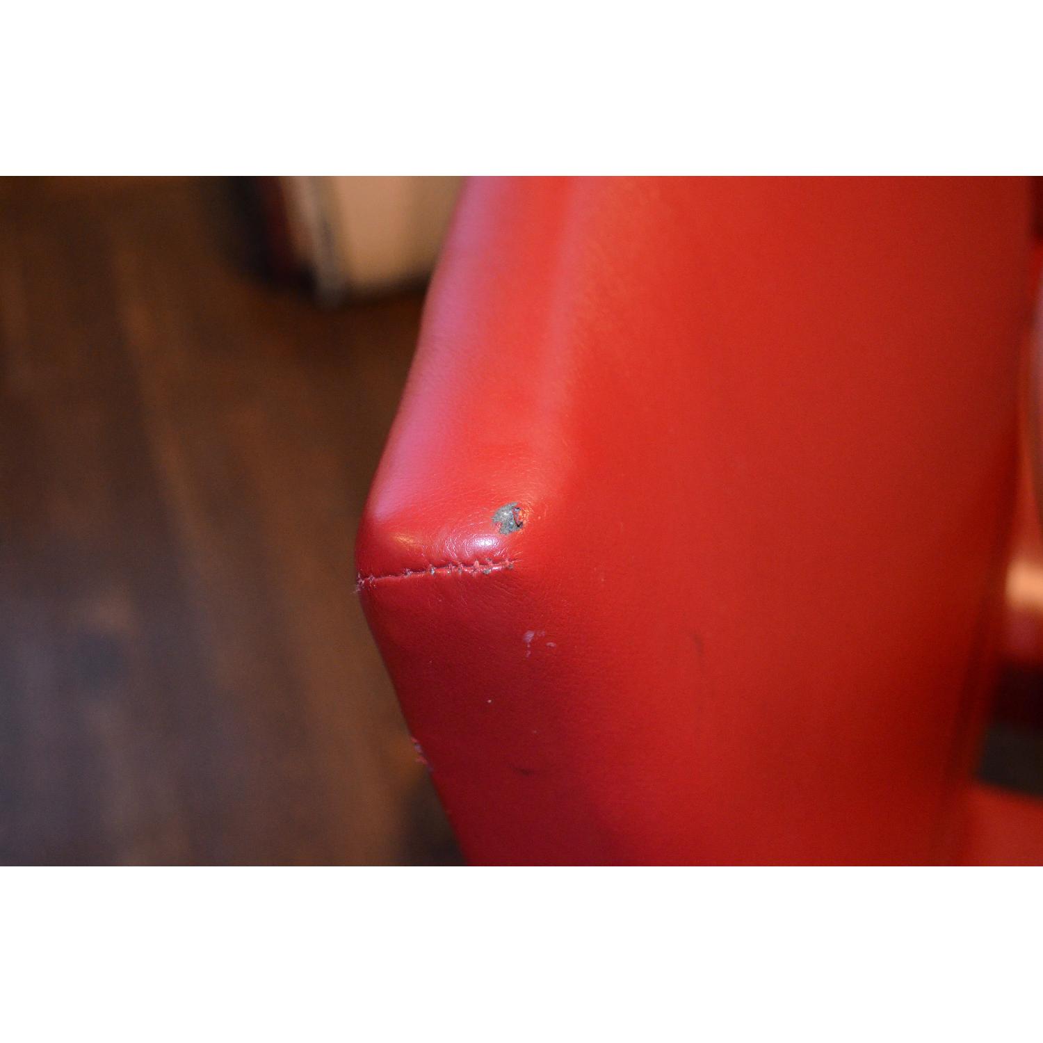 Ashley Round Glass Dining Table w/ 4 Red Vinyl Dining Chairs - image-4