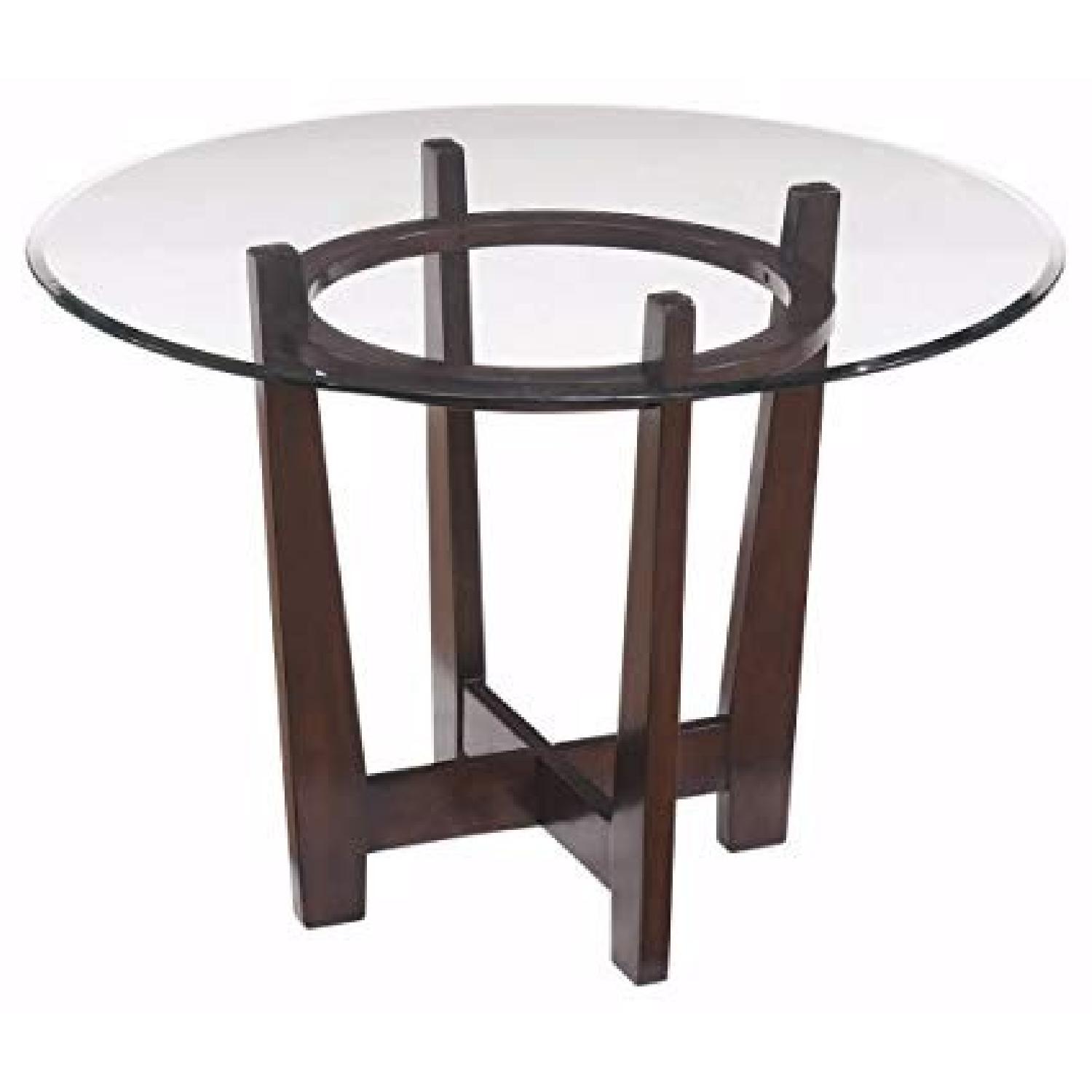 Ashley Round Glass Dining Table w/ 4 Red Vinyl Dining Chairs - image-8